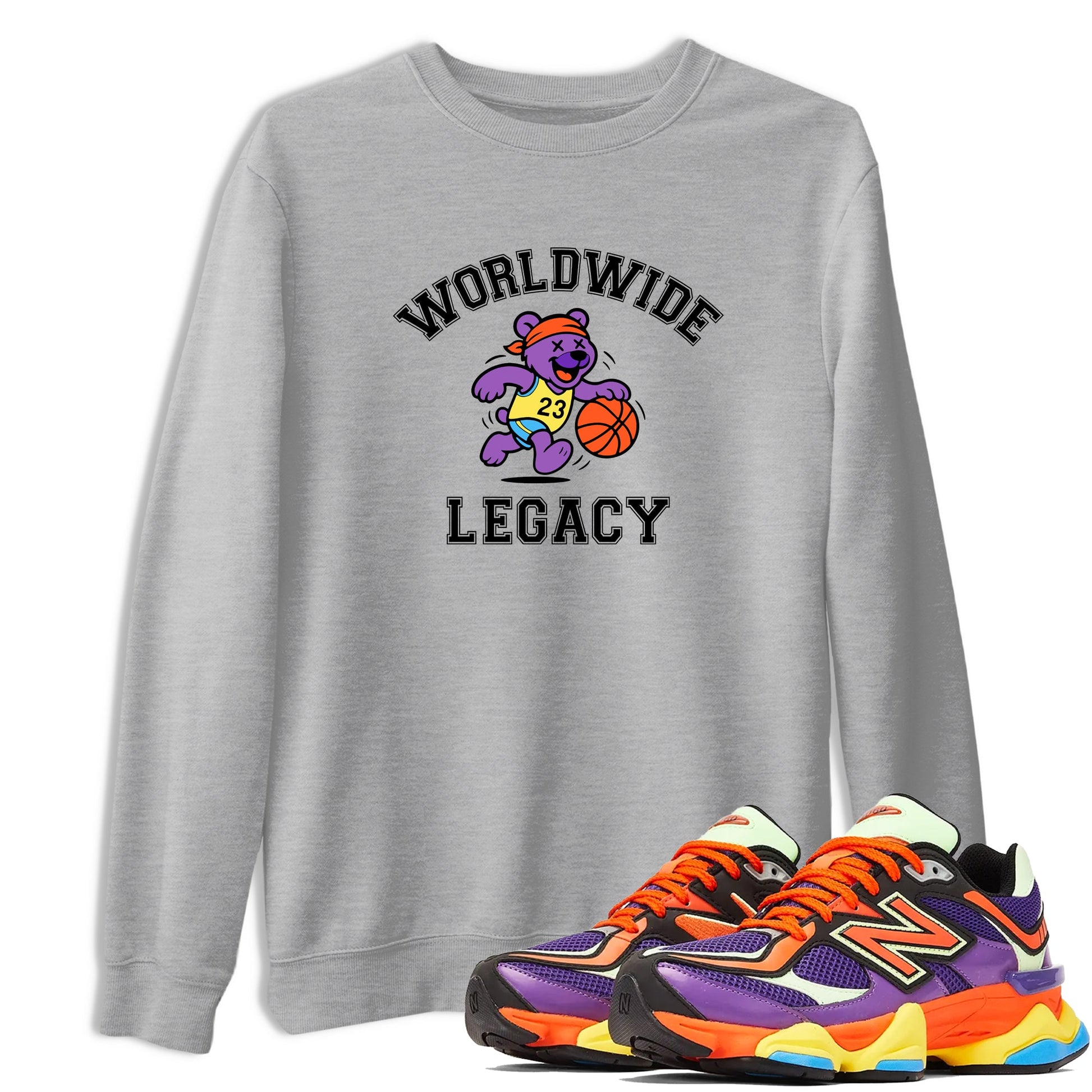 Sneaker Threads – Sneaker Tees To Match New Balance 9060 Prism Purple – Worldwide Legacy Graphic Tee Heather Grey 1. Perfect for Jordan releases 2025 colorways.