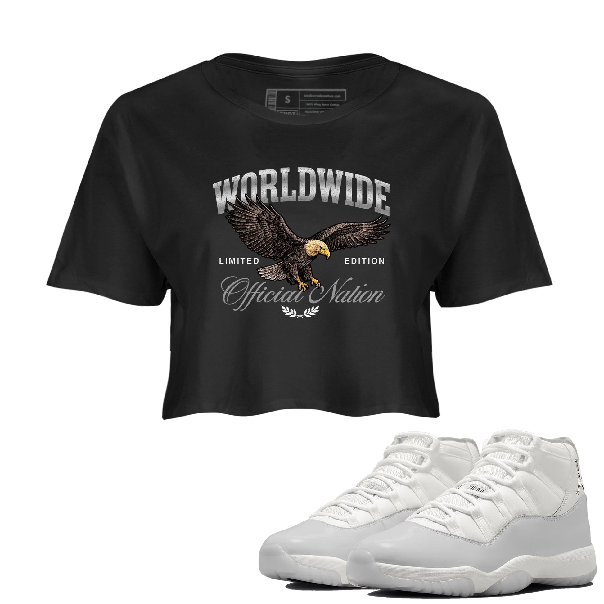 Sneaker match tees – Sneaker Tees To Match Air Jordan 11 Grand Finale Shoes – Worldwide Official Nation Crop T-Shirt Black 1