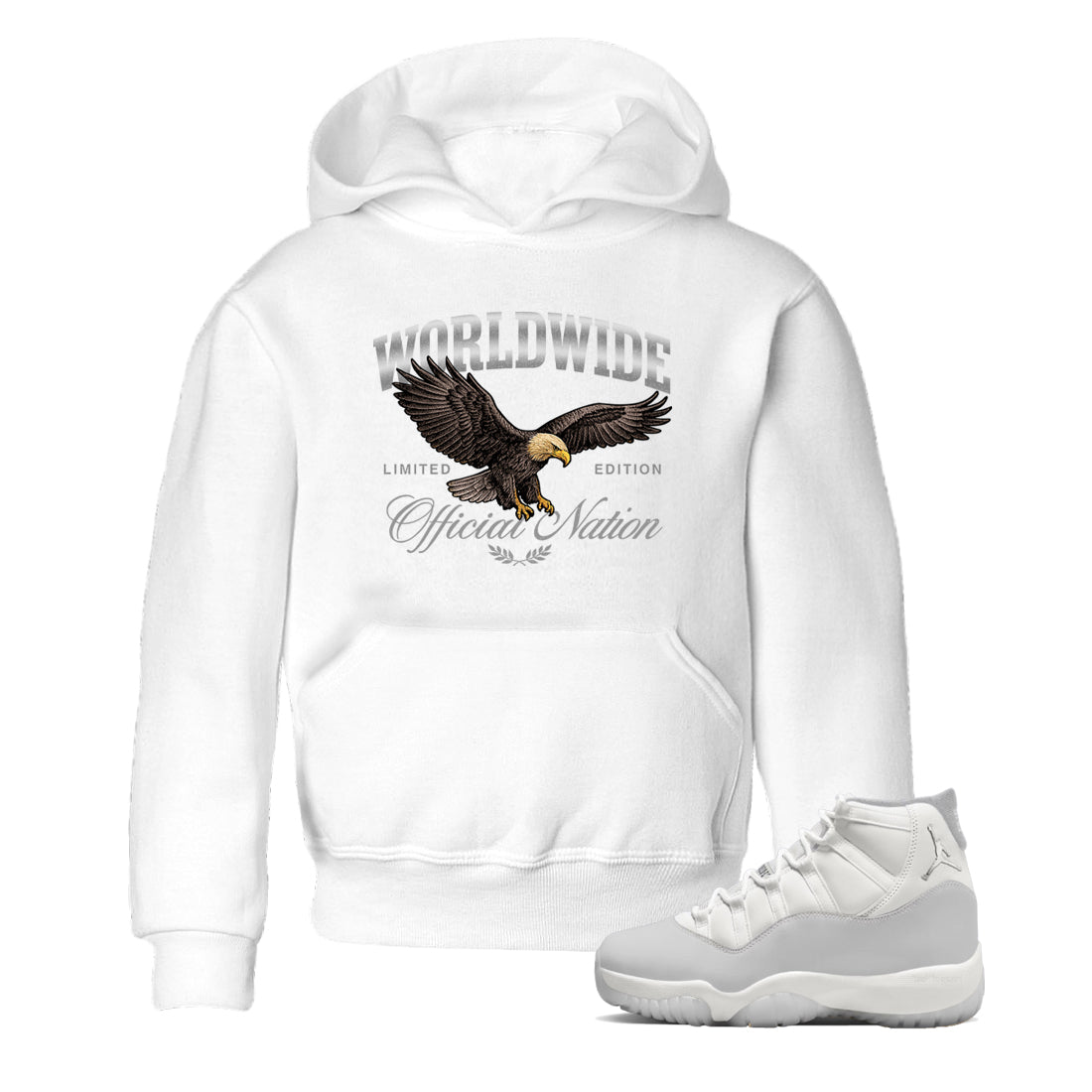 Sneaker match tees – Sneaker Tees To Match Air Jordan 11 Grand Finale Shoes – Worldwide Official Nation Kids T-Shirt White 1