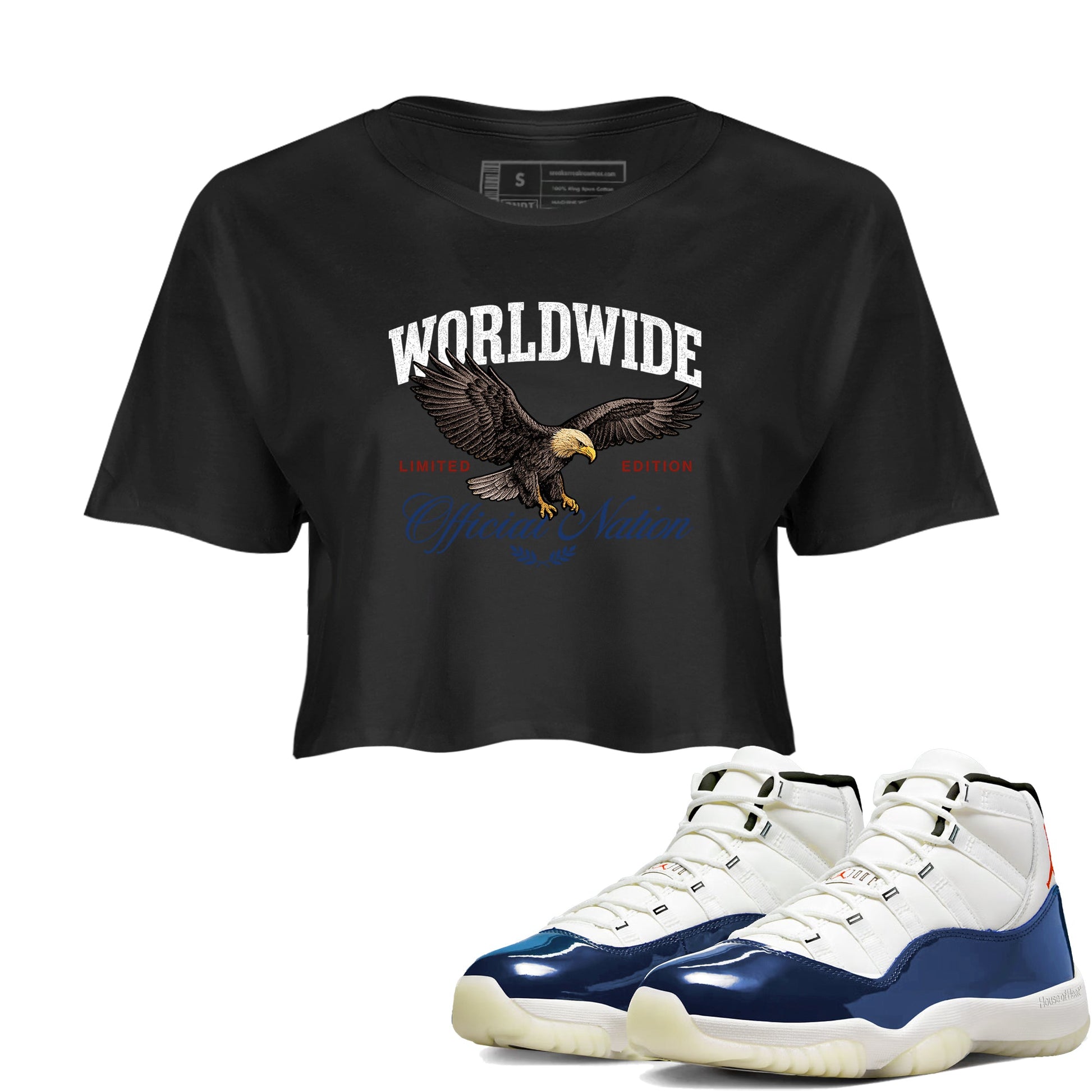 Sneaker match tees – Sneaker Tees To Match Air Jordan 11 Rare Air Shoes – Worldwide Official Nation Crop T-Shirt Black 1