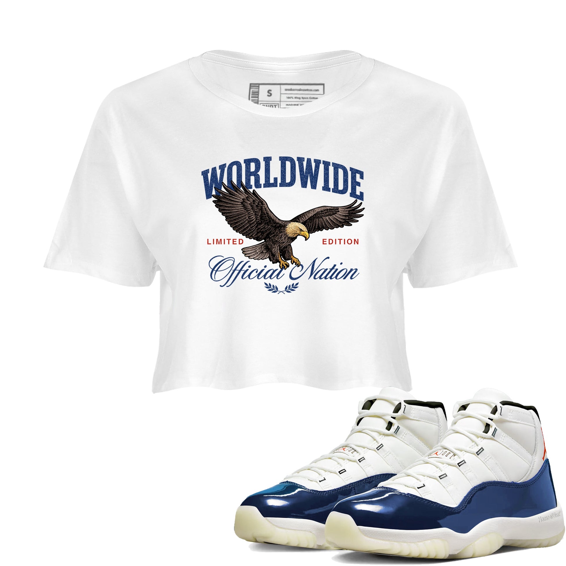 Sneaker match tees – Sneaker Tees To Match Air Jordan 11 Rare Air Shoes – Worldwide Official Nation Crop T-Shirt White 1