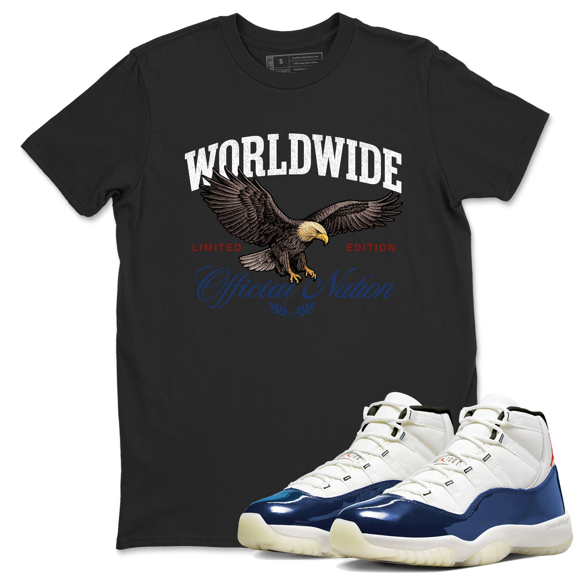 Sneaker match tees – Sneaker Tees To Match Air Jordan 11 Rare Air Shoes – Worldwide Official Nation Tee Black 1