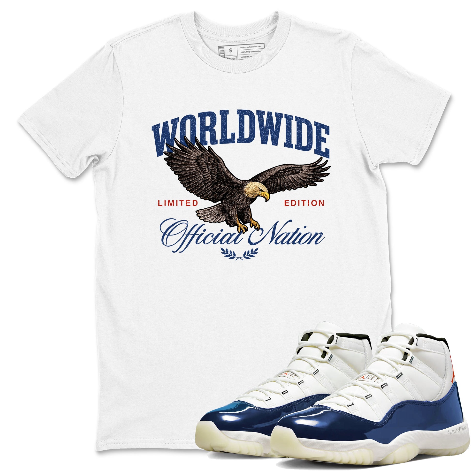 Sneaker match tees – Sneaker Tees To Match Air Jordan 11 Rare Air Shoes – Worldwide Official Nation Tee White 1