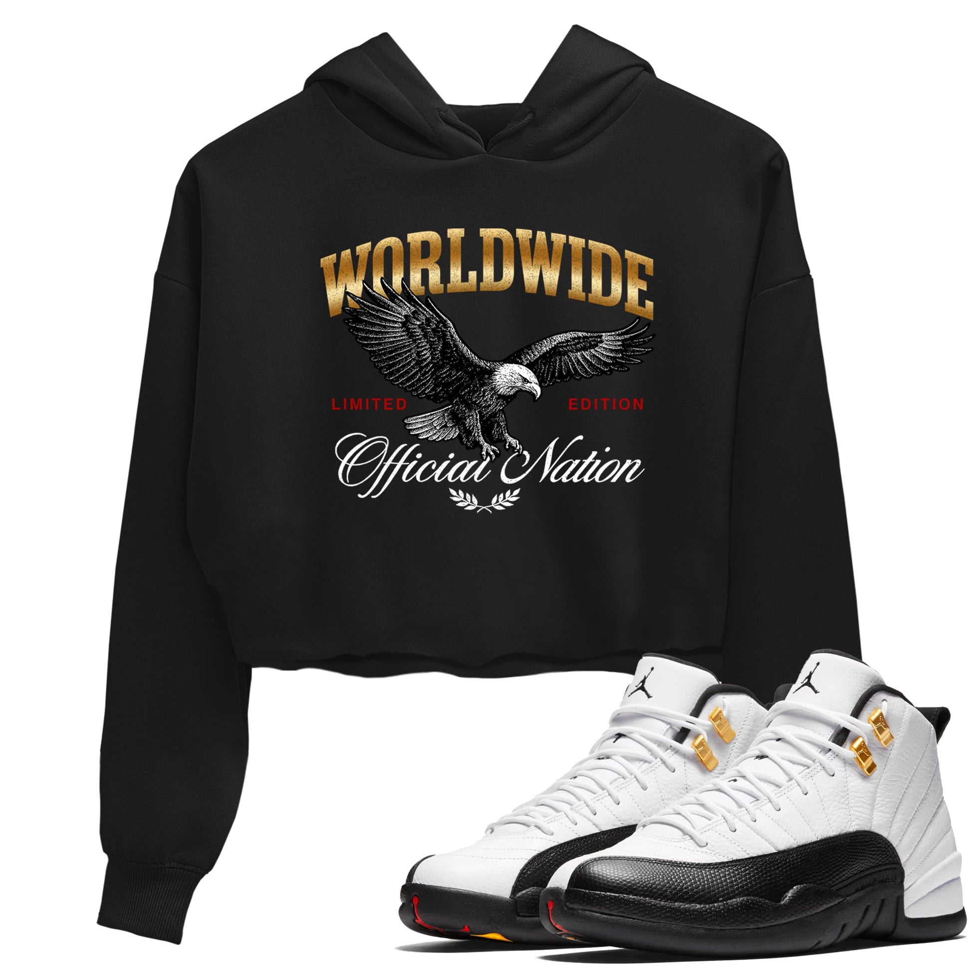 Sneaker match tees – Sneaker Tees To Match Air Jordan 12 Taxi Shoes – Worldwide Official Nation Crop T-Shirt Black 1