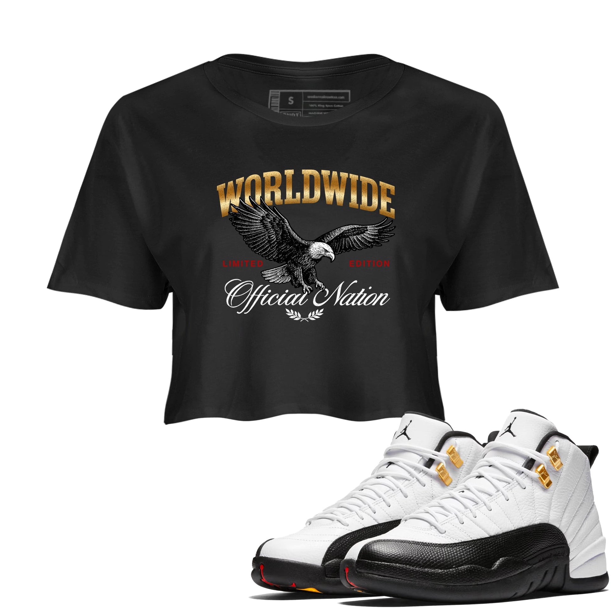 Sneaker match tees – Sneaker Tees To Match Air Jordan 12 Taxi Shoes – Worldwide Official Nation Crop T-Shirt Black 1