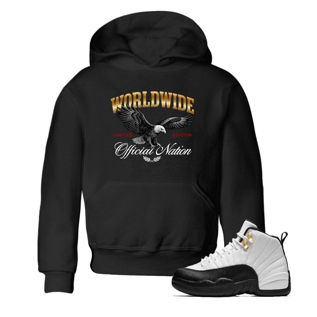 Sneaker match tees – Sneaker Tees To Match Air Jordan 12 Taxi Shoes – Worldwide Official Nation Kids T-Shirt Black 1
