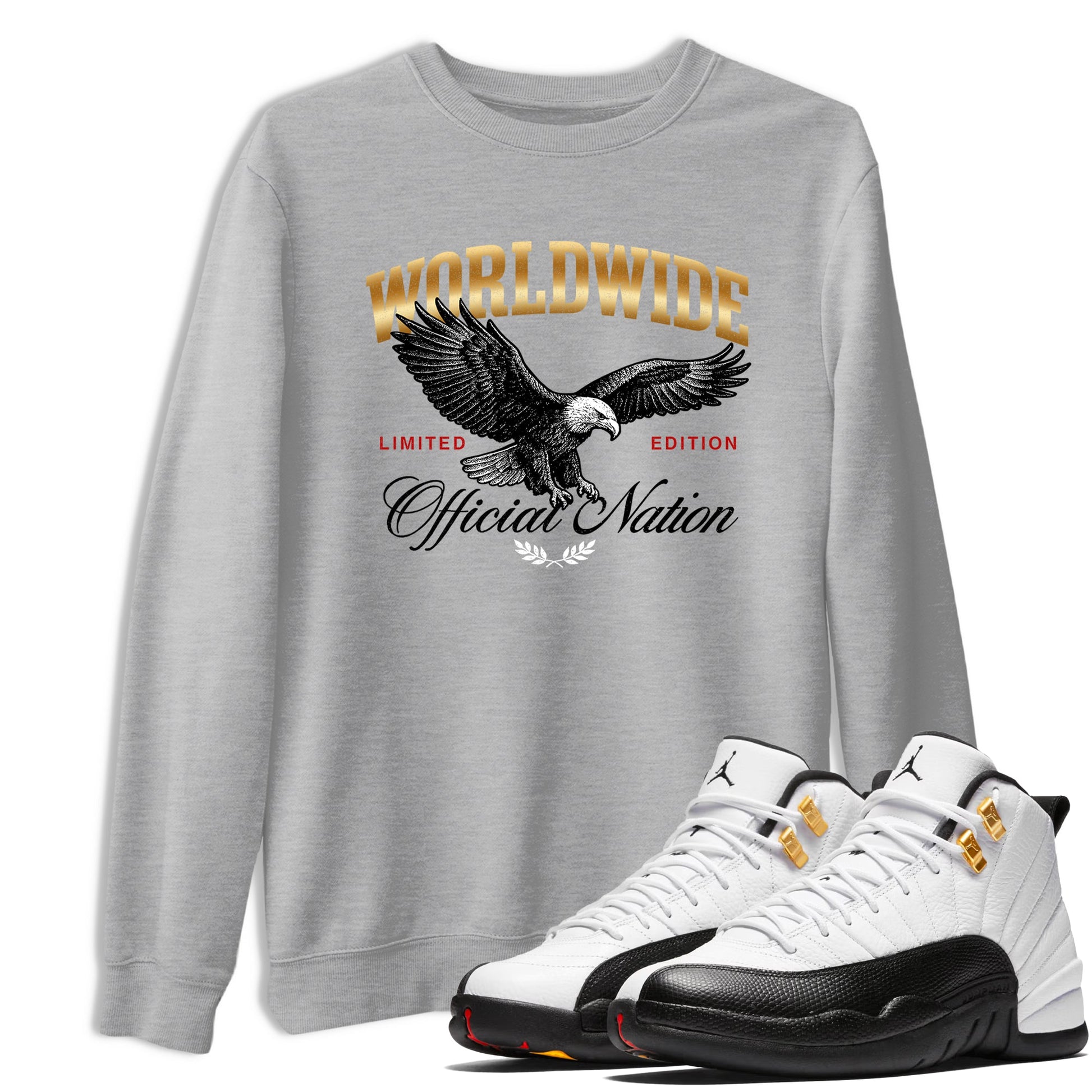 Sneaker match tees – Sneaker Tees To Match Air Jordan 12 Taxi Shoes – Worldwide Official Nation Tee Heather Grey 1