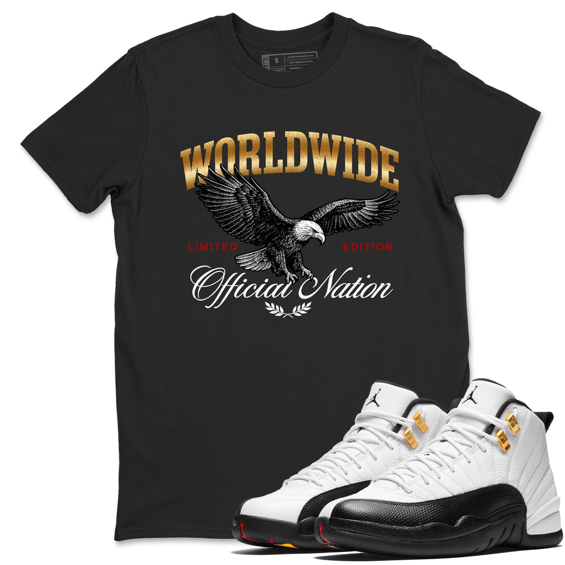 Sneaker match tees – Sneaker Tees To Match Air Jordan 12 Taxi Shoes – Worldwide Official Nation Tee Black 1