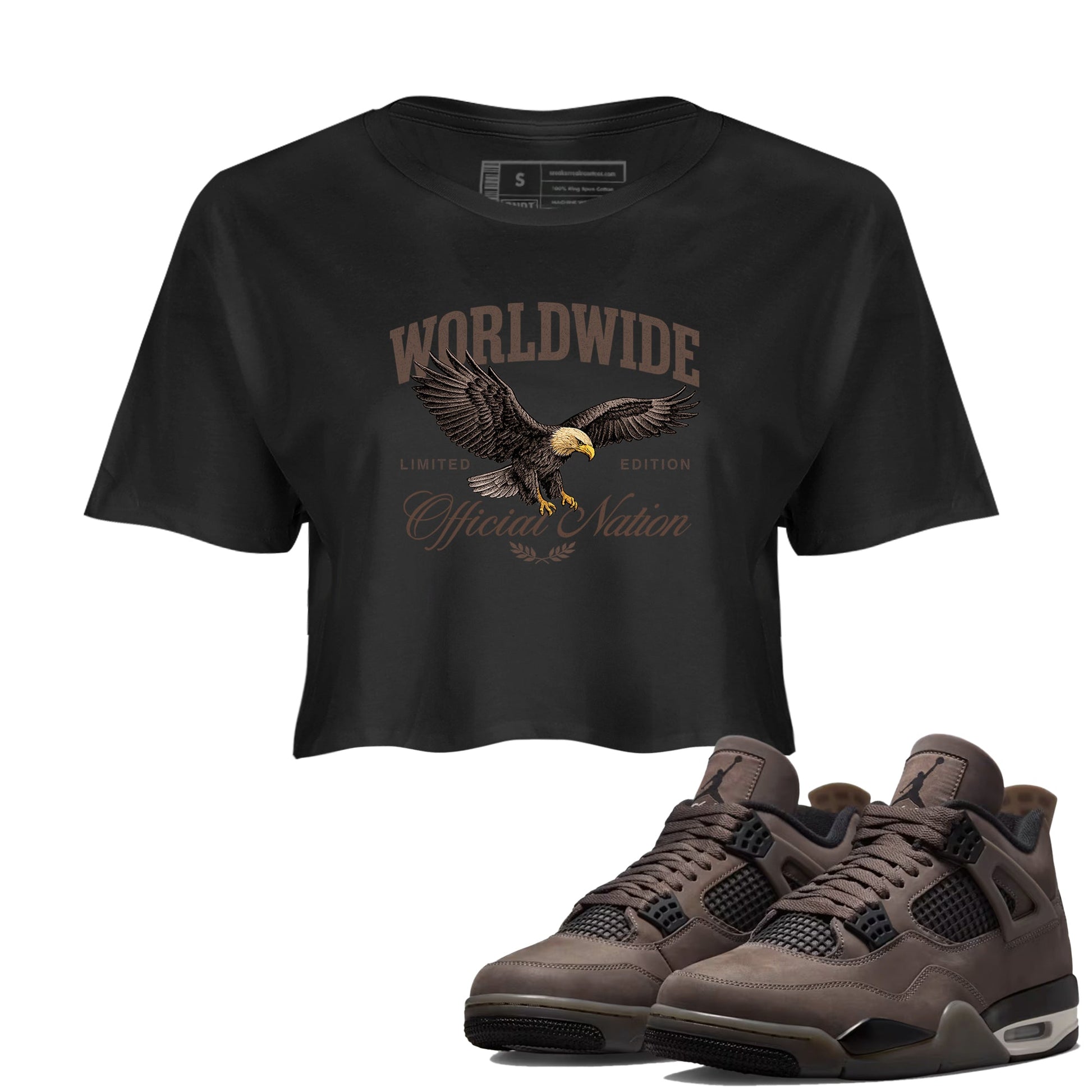Sneaker match tees – Sneaker Tees To Match Air Jordan 4 Cave Stone Shoes – Worldwide Official Nation Crop T-Shirt Black 1