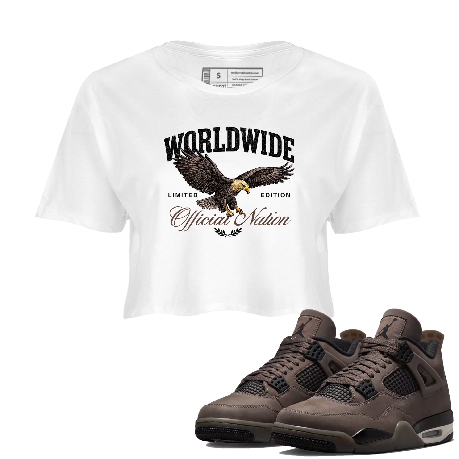 Sneaker match tees – Sneaker Tees To Match Air Jordan 4 Cave Stone Shoes – Worldwide Official Nation Crop T-Shirt White 1