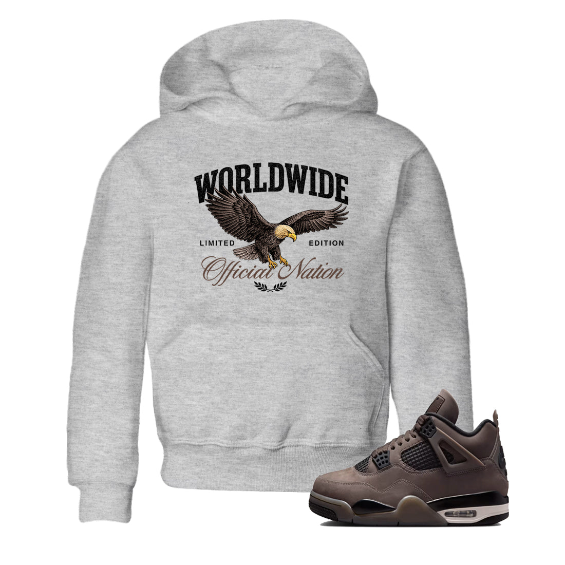 Sneaker match tees – Sneaker Tees To Match Air Jordan 4 Cave Stone Shoes – Worldwide Official Nation Kids T-Shirt Heather Grey 1