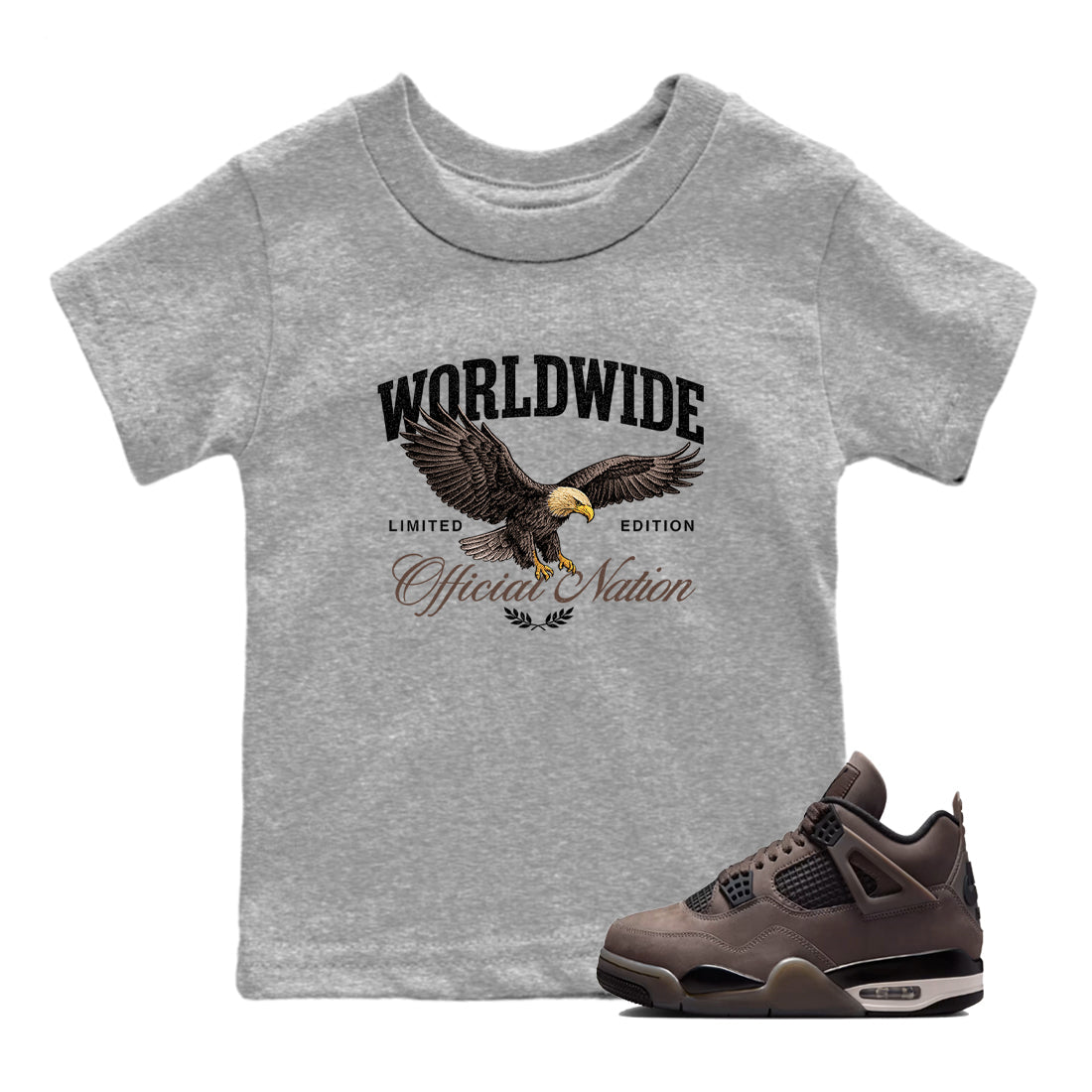 Sneaker match tees – Sneaker Tees To Match Air Jordan 4 Cave Stone Shoes – Worldwide Official Nation Kids T-Shirt Heather Grey 1