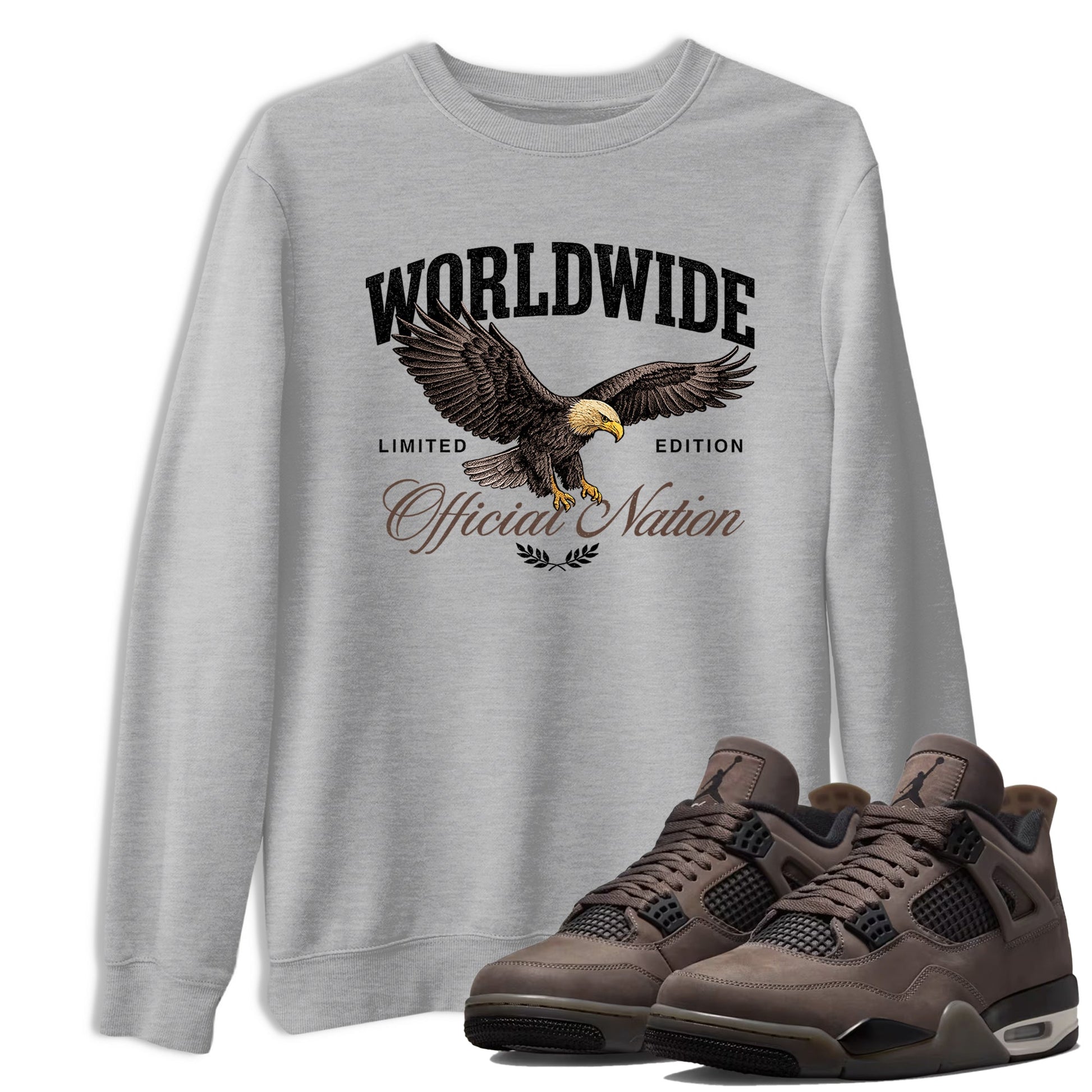Sneaker match tees – Sneaker Tees To Match Air Jordan 4 Cave Stone Shoes – Worldwide Official Nation Tee Heather Grey 1