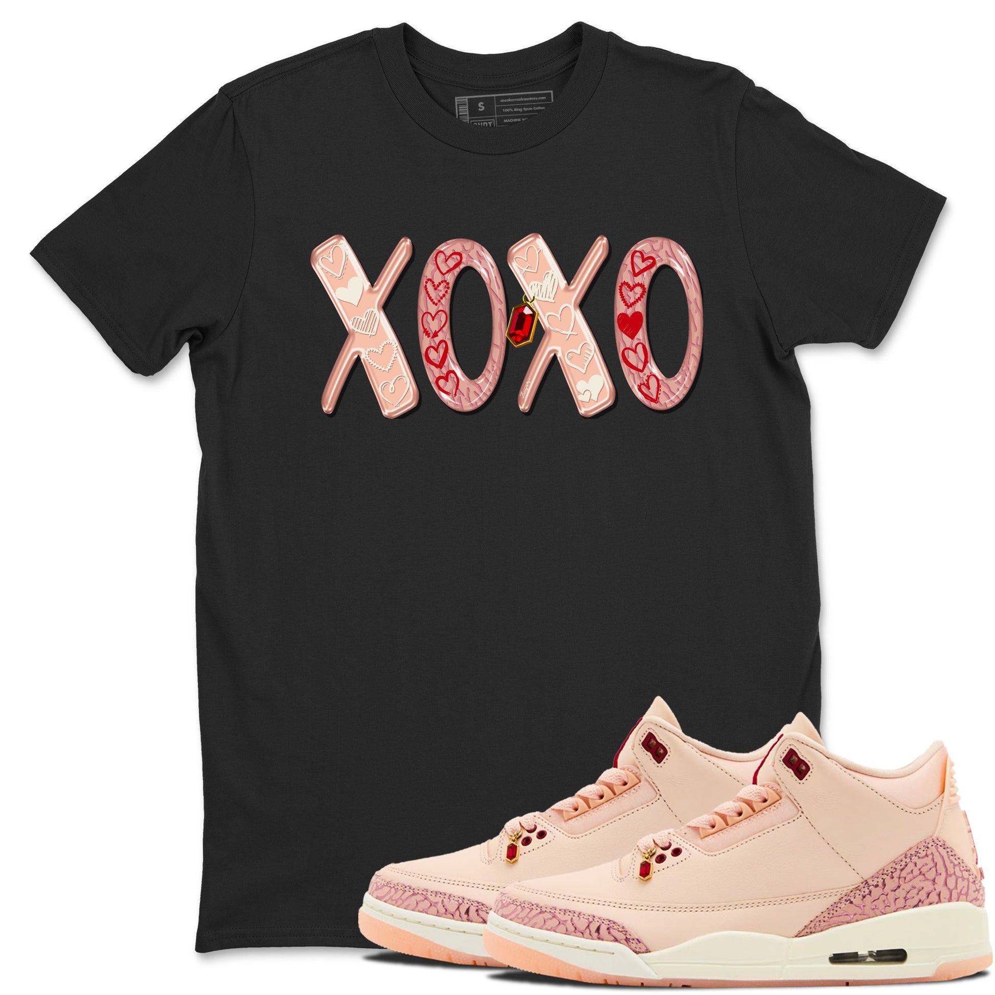 Air Jordan 3 "Treat Yourself" Washed Coral shirts to Special Valentine's Day XOXO sneaker match tees Jordan 3 Valentine's Day best t shirts to wear with jordans SNRT Sneaker Tees Graphic Tee Black 1 shirts