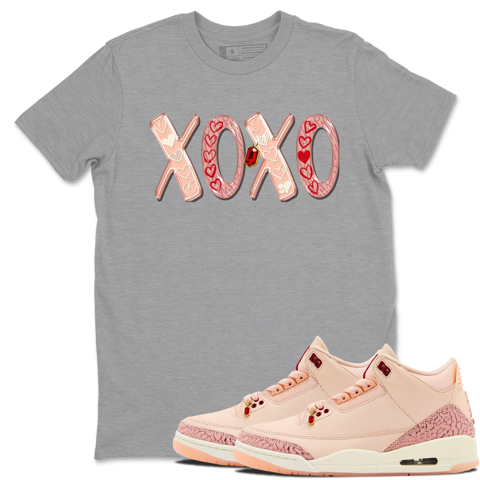 Air Jordan 3 "Treat Yourself" Washed Coral shirts to Special Valentine's Day XOXO sneaker match tees Jordan 3 Valentine's Day best t shirts to wear with jordans SNRT Sneaker Tees Graphic Tee Heather Grey 1 shirts