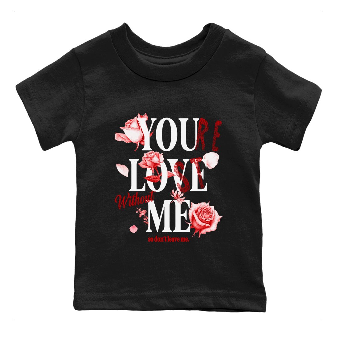 You Love Me baby and kids t-shirt crafted for little sneakerheads to shine with the Air Force 1 University Red sneakers, displayed in Black 2.
