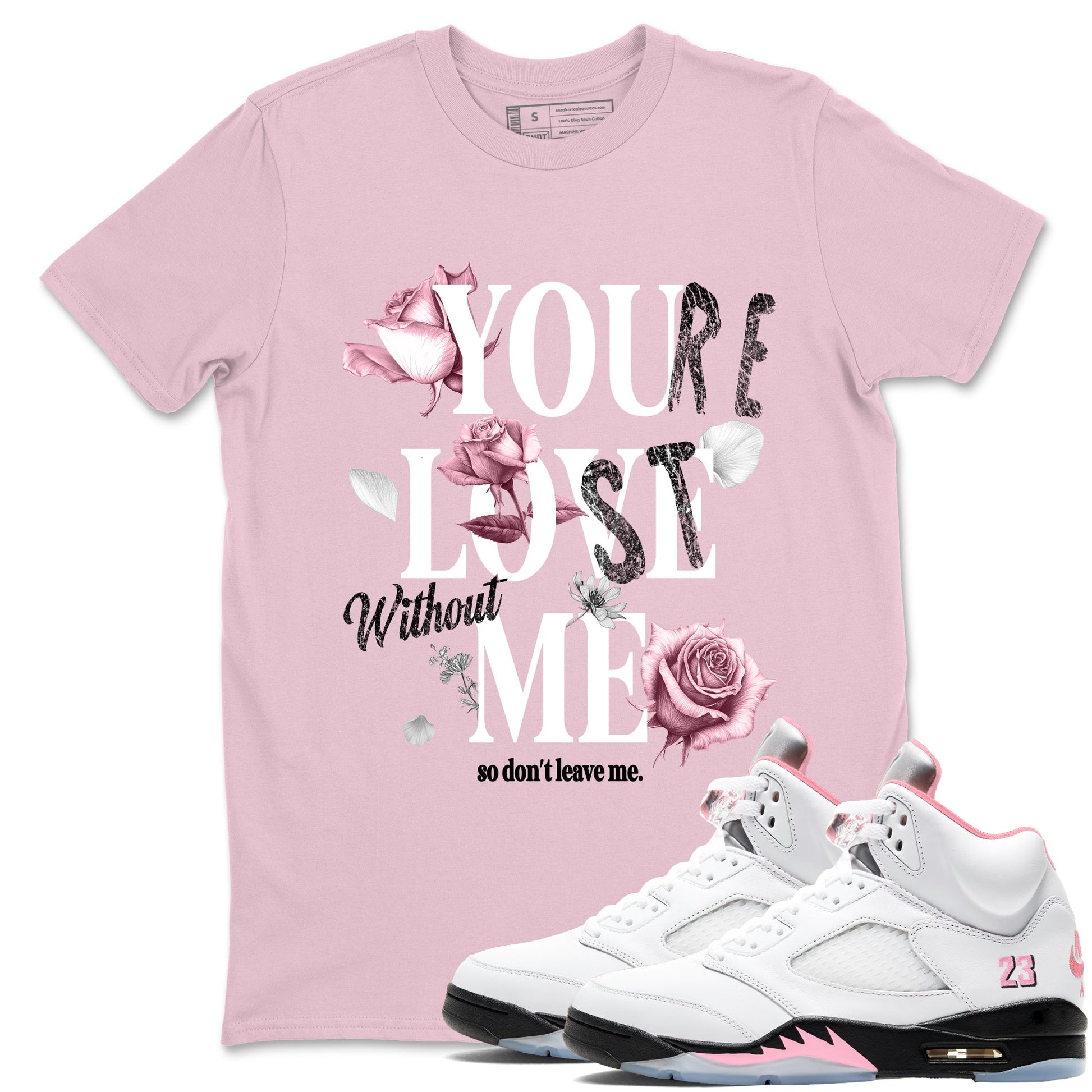 Sneaker match tees – Sneaker Tees To Match Air Jordan 5 35th Anniversary Shoes – You Love Me Tee Pink 1