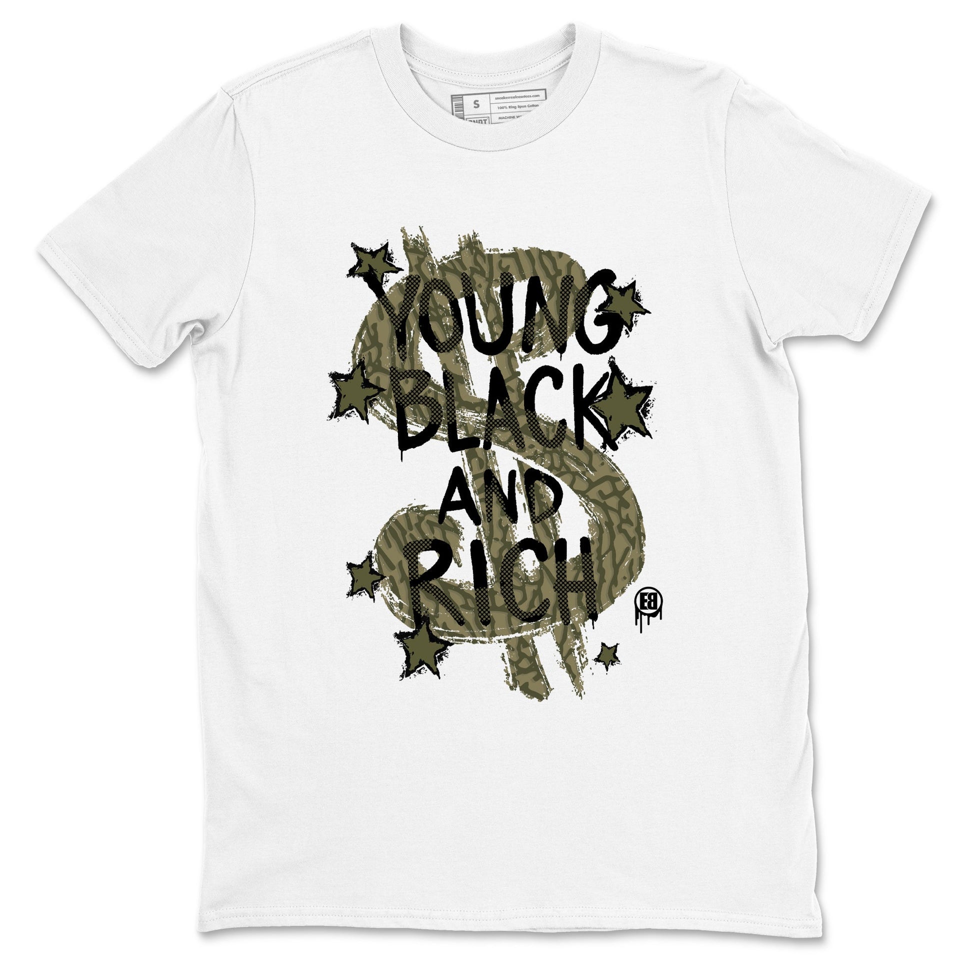 Sneaker Threads – Sneaker Tees To Match Air Jordan 3 Medium Olive – Young Black And Rich Graphic Tee White 2. Perfect for Jordan releases 2025 colorways.