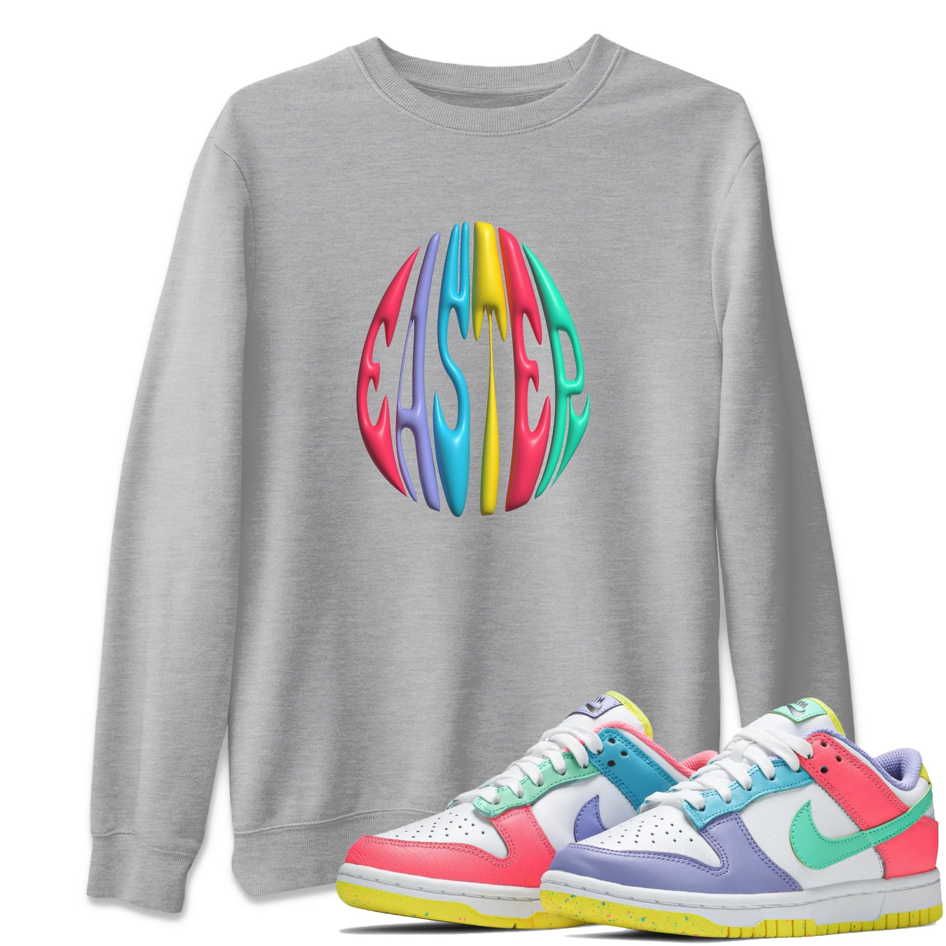 Dunk Easter Candy Sneaker Match Tees 3D Easter Typo Sneaker Tees Nike Easter Sneaker Release Tees Unisex Shirts Heather Grey 1