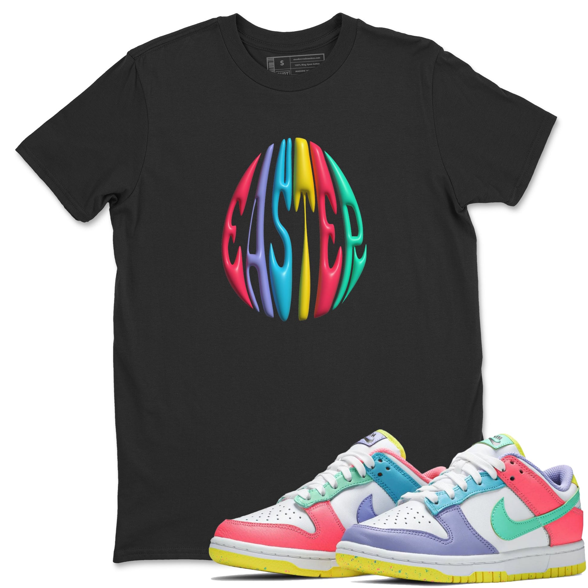 Dunk Easter Candy Sneaker Match Tees 3D Easter Typo Sneaker Tees Nike Easter Sneaker Release Tees Unisex Shirts Black 1