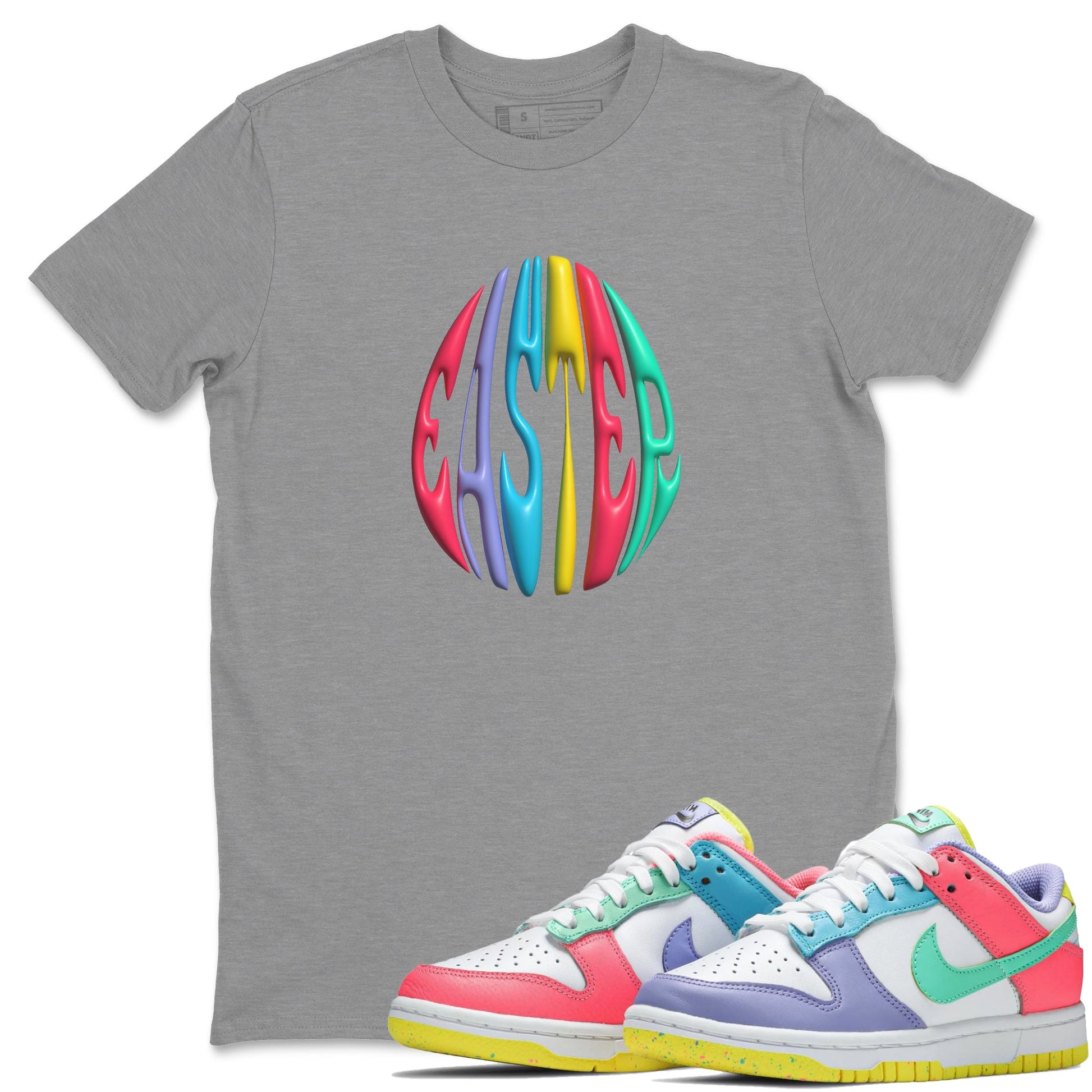 Dunk Easter Candy Sneaker Match Tees 3D Easter Typo Sneaker Tees Nike Easter Sneaker Release Tees Unisex Shirts Heather Grey 1