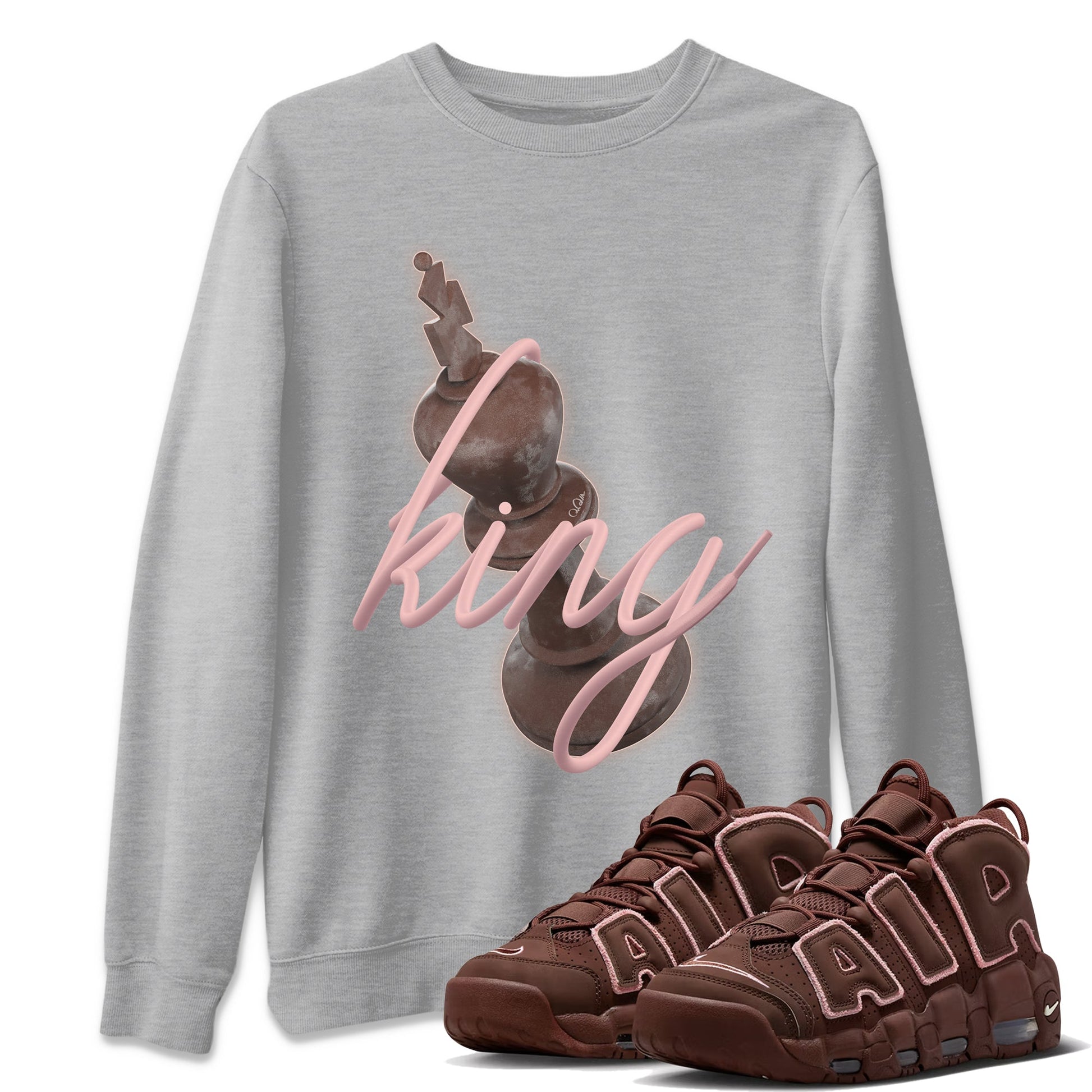 Air More Uptempo Valentines Day Sneaker Match Tees 3D King Sneaker Tees Nike Uptempo Valentines Day Sneaker Release Tees Unisex Shirts Heather Grey 1