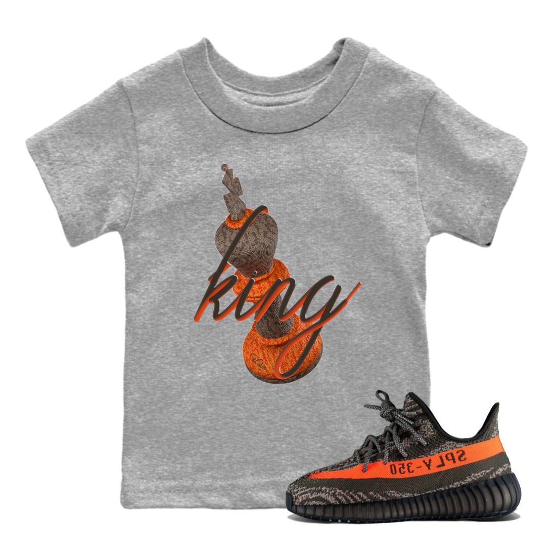 Yeezy 350 Carbon Beluga shirt to match jordans 3D King sneaker tees Adidas Yeezy Boost 350 Carbon Beluga SNRT Sneaker Release Tees Baby Toddler Heather Grey 1 T-Shirt