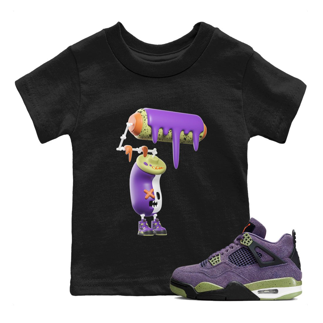 Air Jordan 4 Canyon Purple shirt to match jordans 3D Paint Roller sneaker tees AJ4 Canyon Purple SNRT Sneaker Release Tees Baby Toddler Black 1 T-Shirt, Halloween tshirt