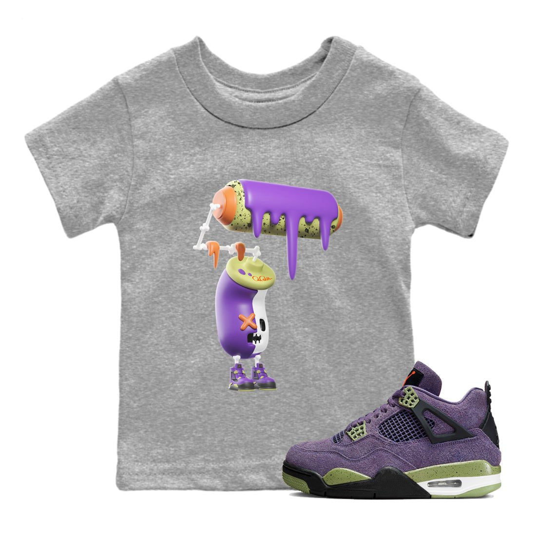 Air Jordan 4 Canyon Purple shirt to match jordans 3D Paint Roller sneaker tees AJ4 Canyon Purple SNRT Sneaker Release Tees Baby Toddler Heather Grey 1 T-Shirt, Halloween tshirt