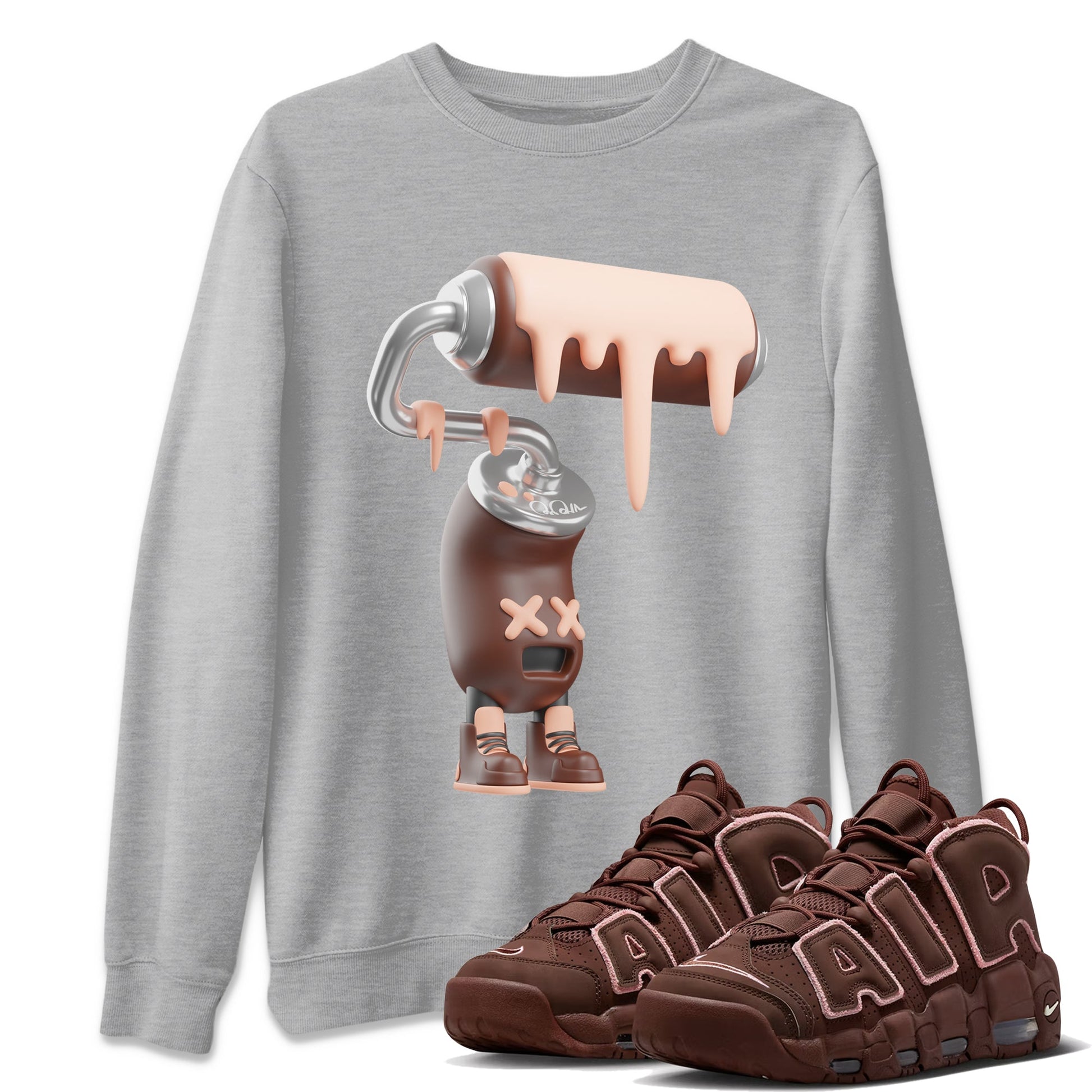 Air More Uptempo Valentines Day Sneaker Match Tees 3D Paint Roller Sneaker Tees Nike Uptempo Valentines Day Sneaker Release Tees Unisex Shirts Heather Grey 1
