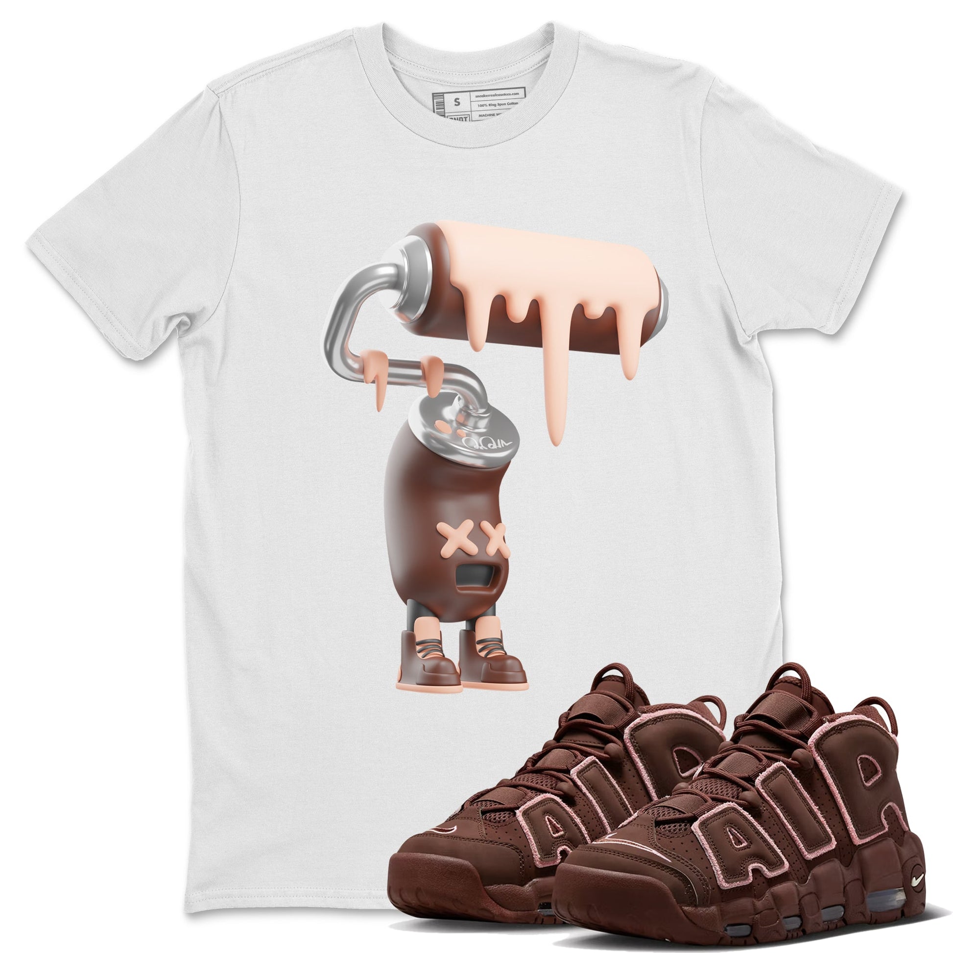 Air More Uptempo Valentines Day Sneaker Match Tees 3D Paint Roller Sneaker Tees Nike Uptempo Valentines Day Sneaker Release Tees Unisex Shirts White 1