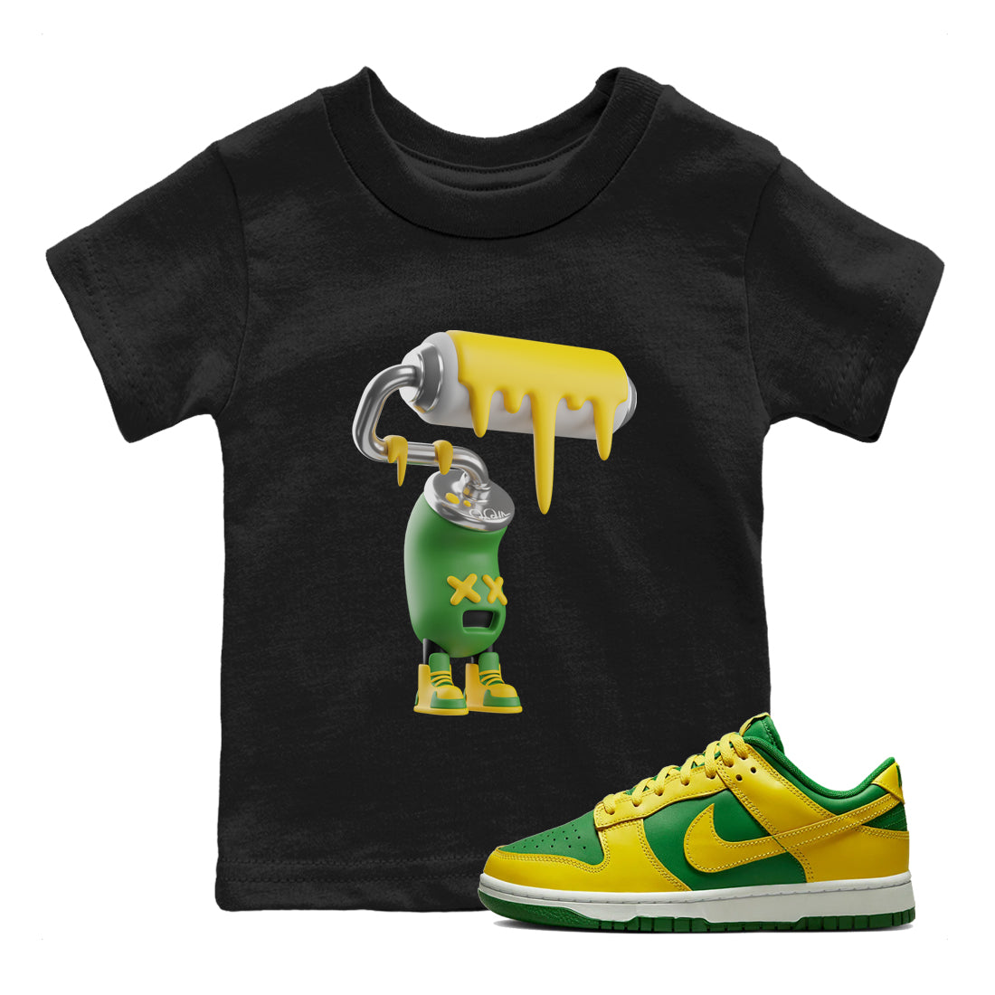 Dunk Reverse Brazil Sneaker Match Tees 3D Paint Roller Sneaker Tees Dunk Reverse Brazil Sneaker Release Tees Kids Shirts
