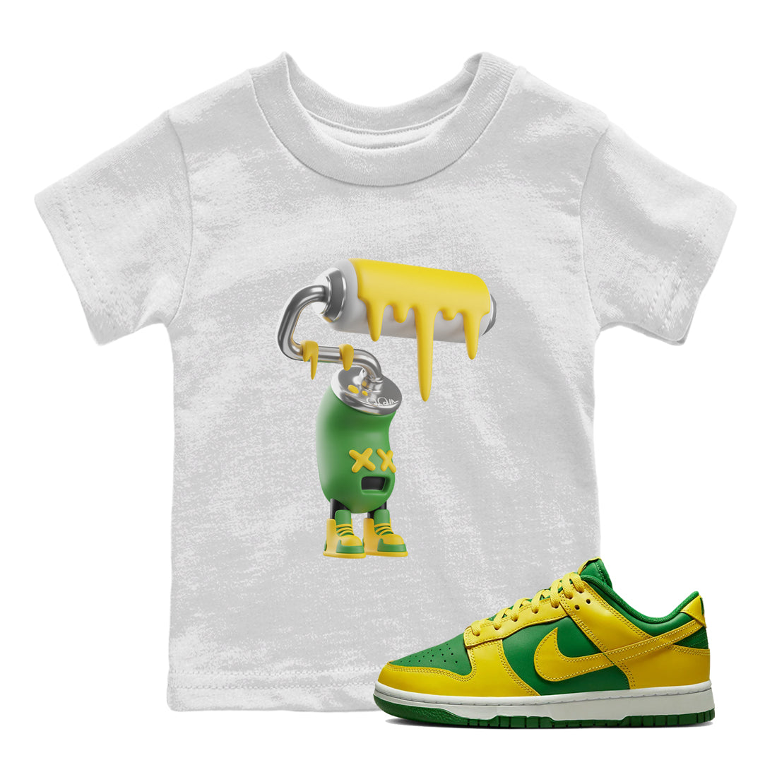 Dunk Reverse Brazil Sneaker Match Tees 3D Paint Roller Sneaker Tees Dunk Reverse Brazil Sneaker Release Tees Kids Shirts
