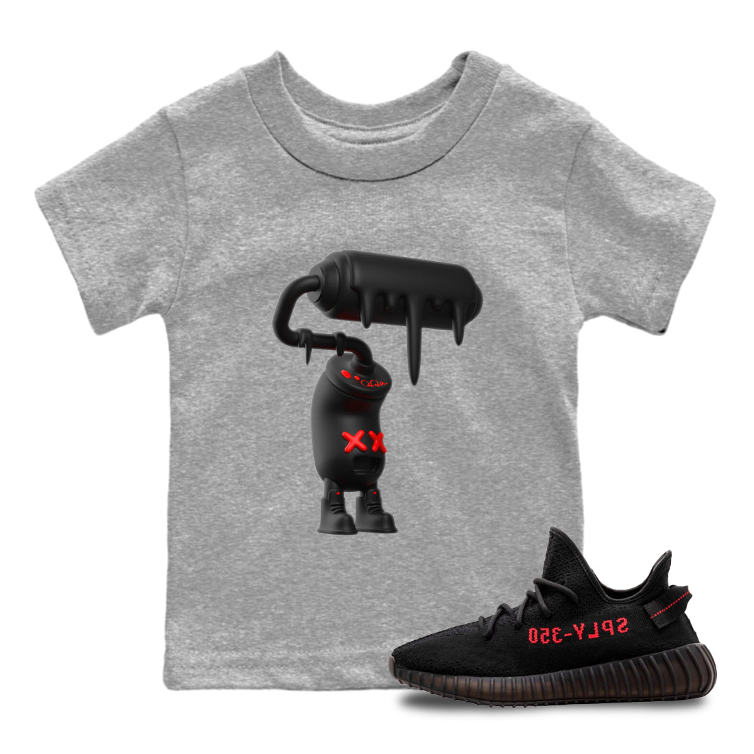 Yeezy 350 Bred shirt to match jordans 3D Paint Roller sneaker tees Adidas Yeezy Boost V2 350 Bred SNRT Sneaker Release Tees Baby Toddler Heather Grey 1 T-Shirt