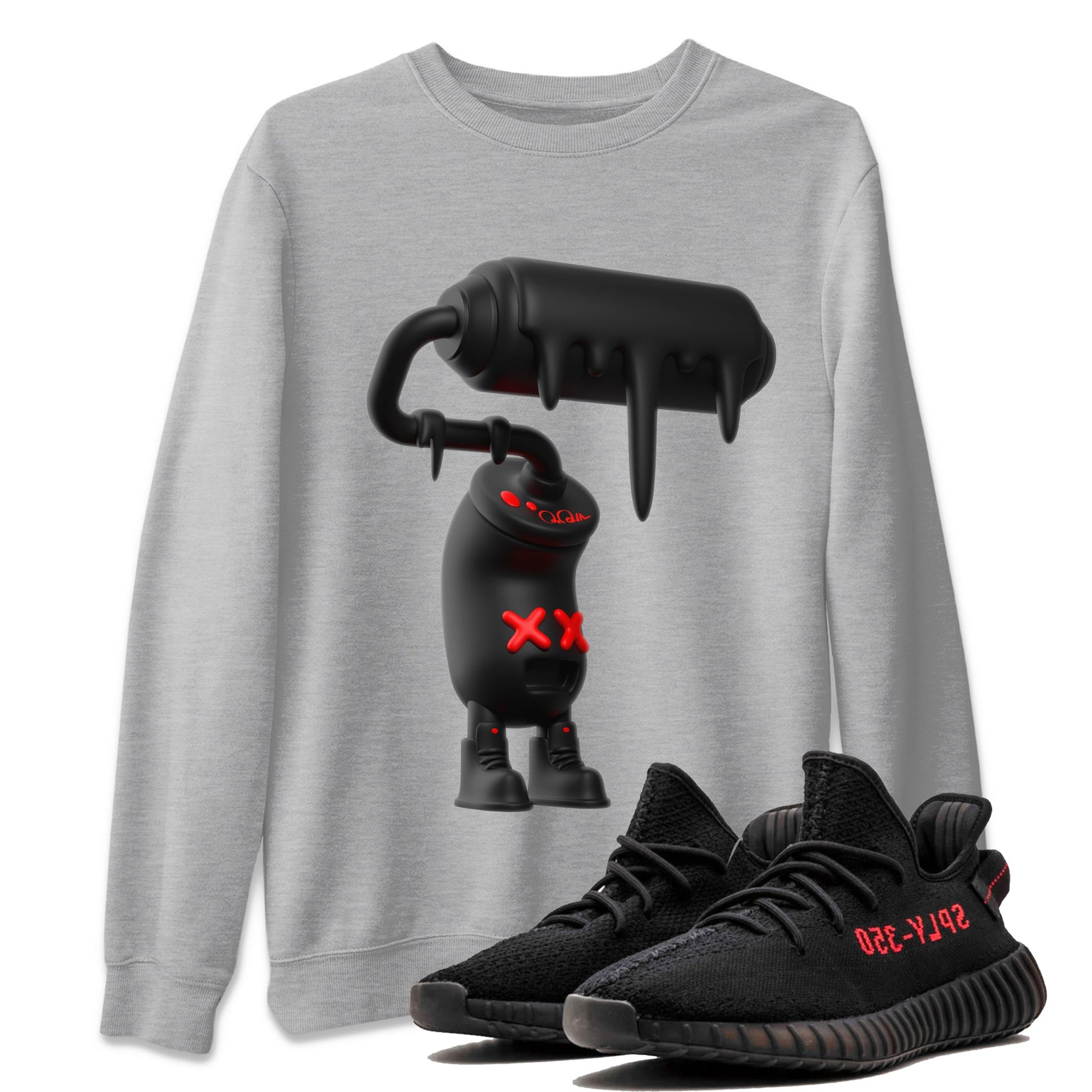 Yeezy 350 Bred shirt to match jordans 3D Paint Roller sneaker tees Adidas Yeezy Boost V2 350 Bred SNRT Sneaker Release Tees Unisex Heather Grey 1 T-Shirt