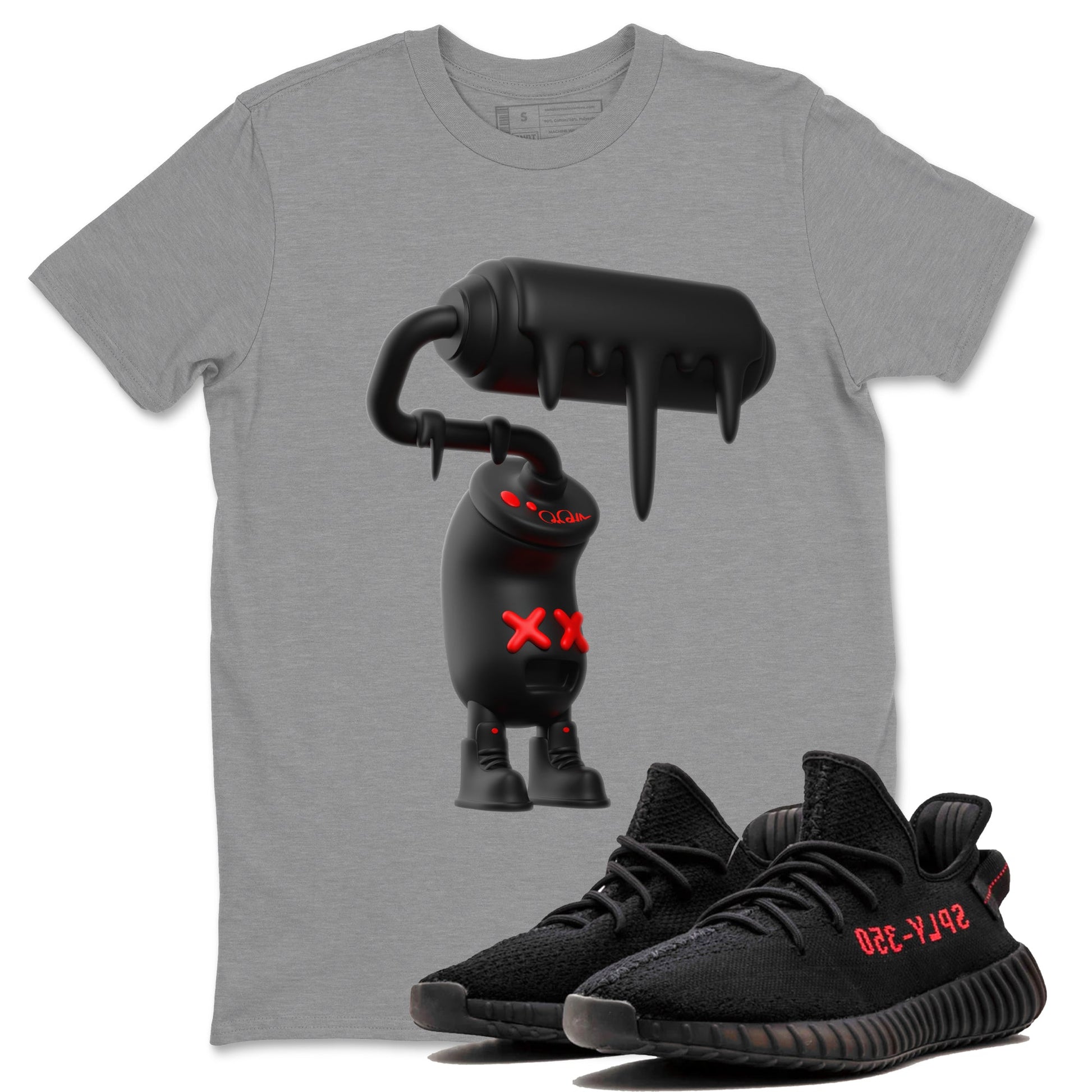 Yeezy 350 Bred shirt to match jordans 3D Paint Roller sneaker tees Adidas Yeezy Boost V2 350 Bred SNRT Sneaker Release Tees Unisex Heather Grey 1 T-Shirt