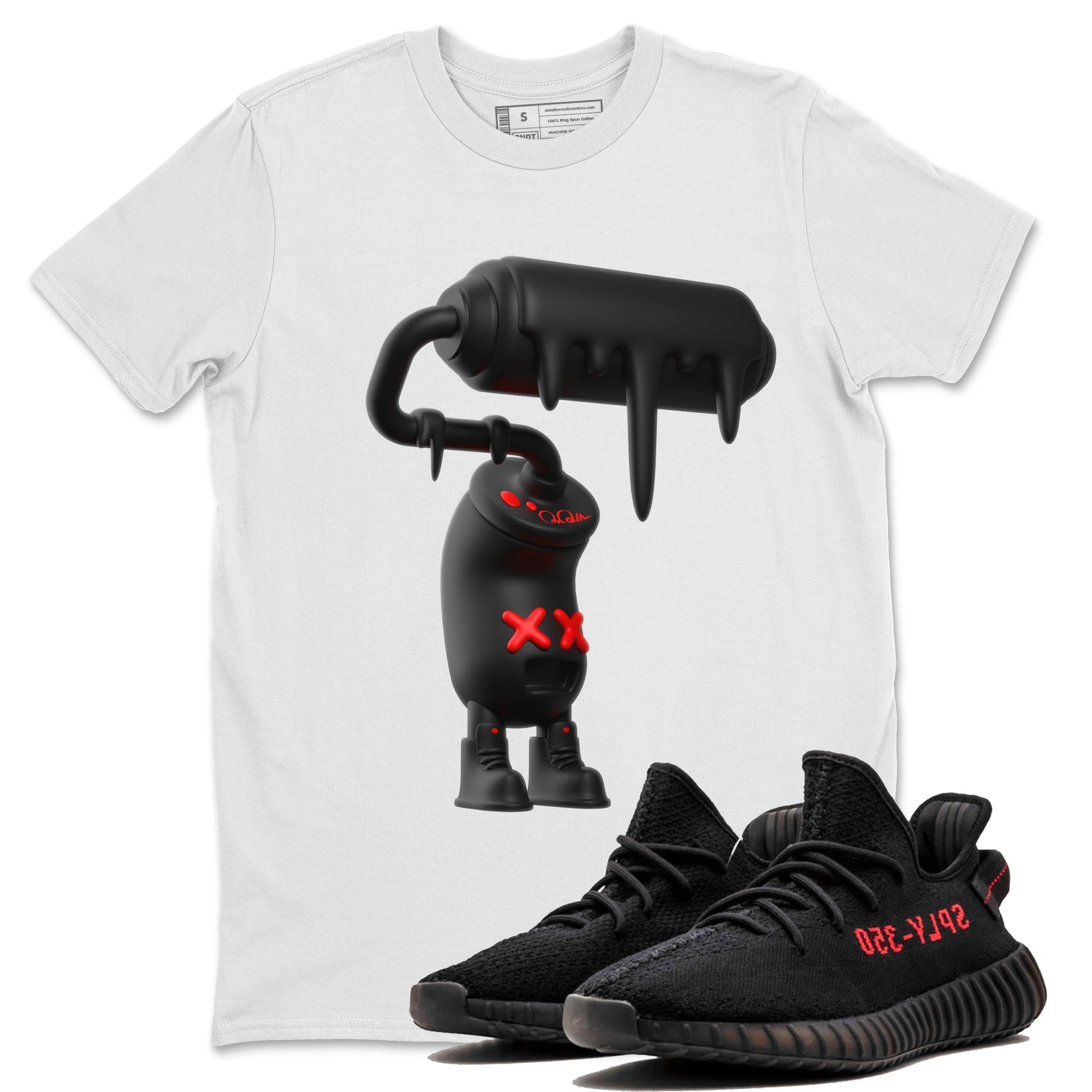 Yeezy 350 Bred shirt to match jordans 3D Paint Roller sneaker tees Adidas Yeezy Boost V2 350 Bred SNRT Sneaker Release Tees Unisex White 1 T-Shirt