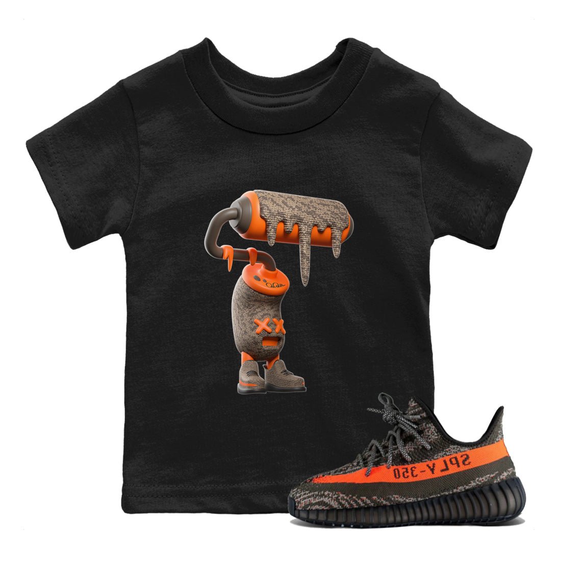 Yeezy 350 Carbon Beluga shirt to match jordans 3D Paint Roller sneaker tees Adidas Yeezy Boost 350 Carbon Beluga SNRT Sneaker Release Tees Baby Toddler Black 1 T-Shirt