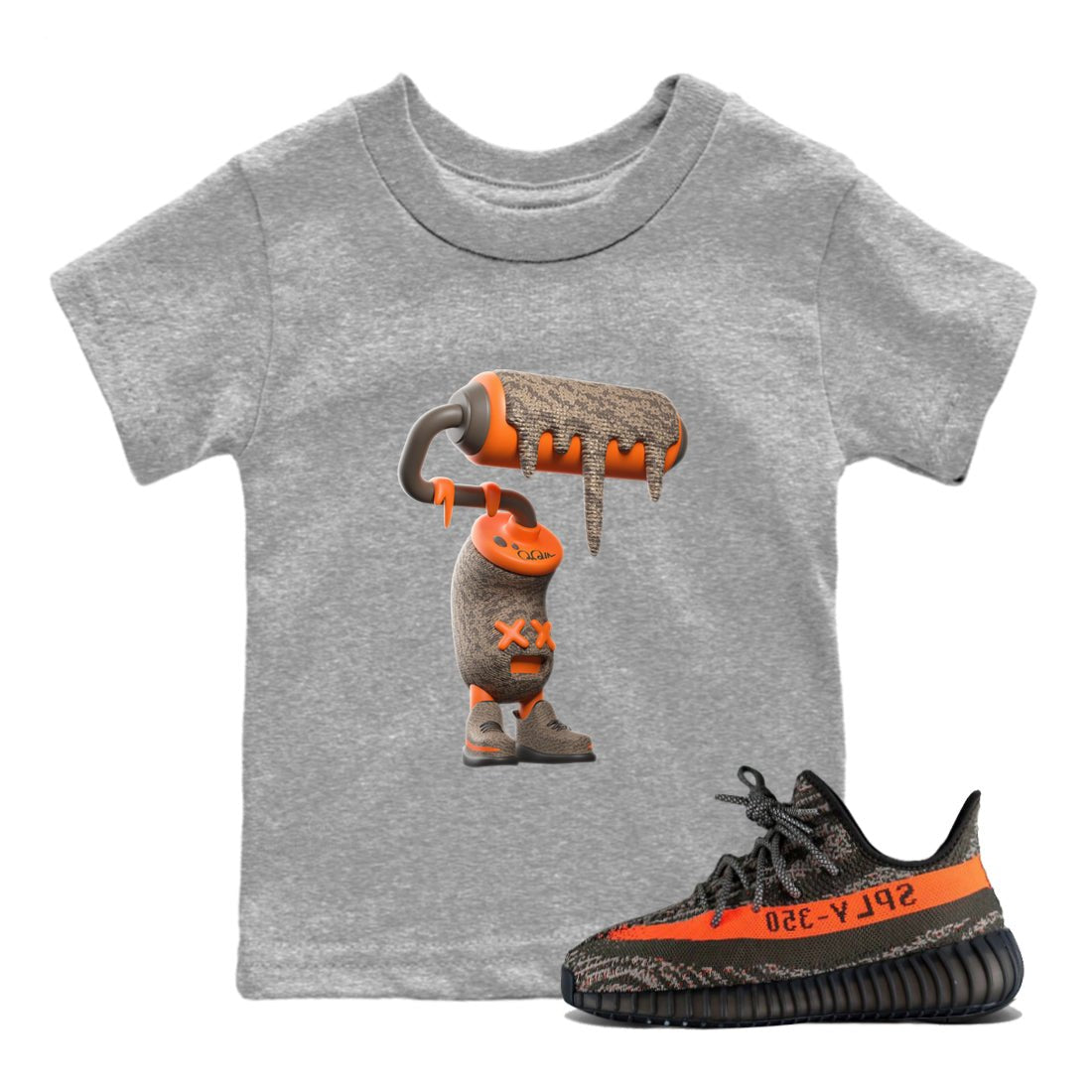 Yeezy 350 Carbon Beluga shirt to match jordans 3D Paint Roller sneaker tees Adidas Yeezy Boost 350 Carbon Beluga SNRT Sneaker Release Tees Baby Toddler Heather Grey 1 T-Shirt