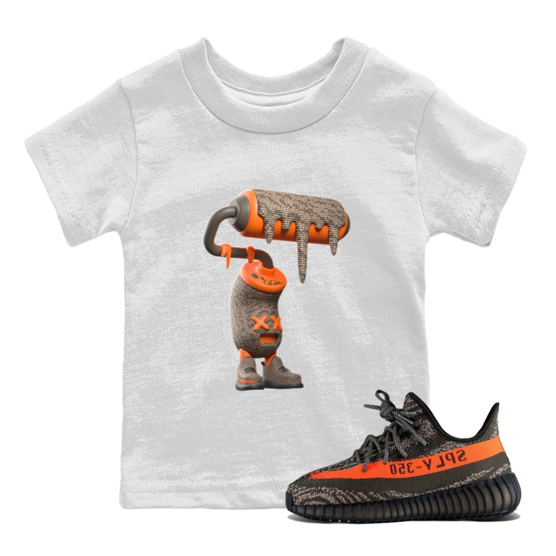 Yeezy 350 Carbon Beluga shirt to match jordans 3D Paint Roller sneaker tees Adidas Yeezy Boost 350 Carbon Beluga SNRT Sneaker Release Tees Baby Toddler White 1 T-Shirt