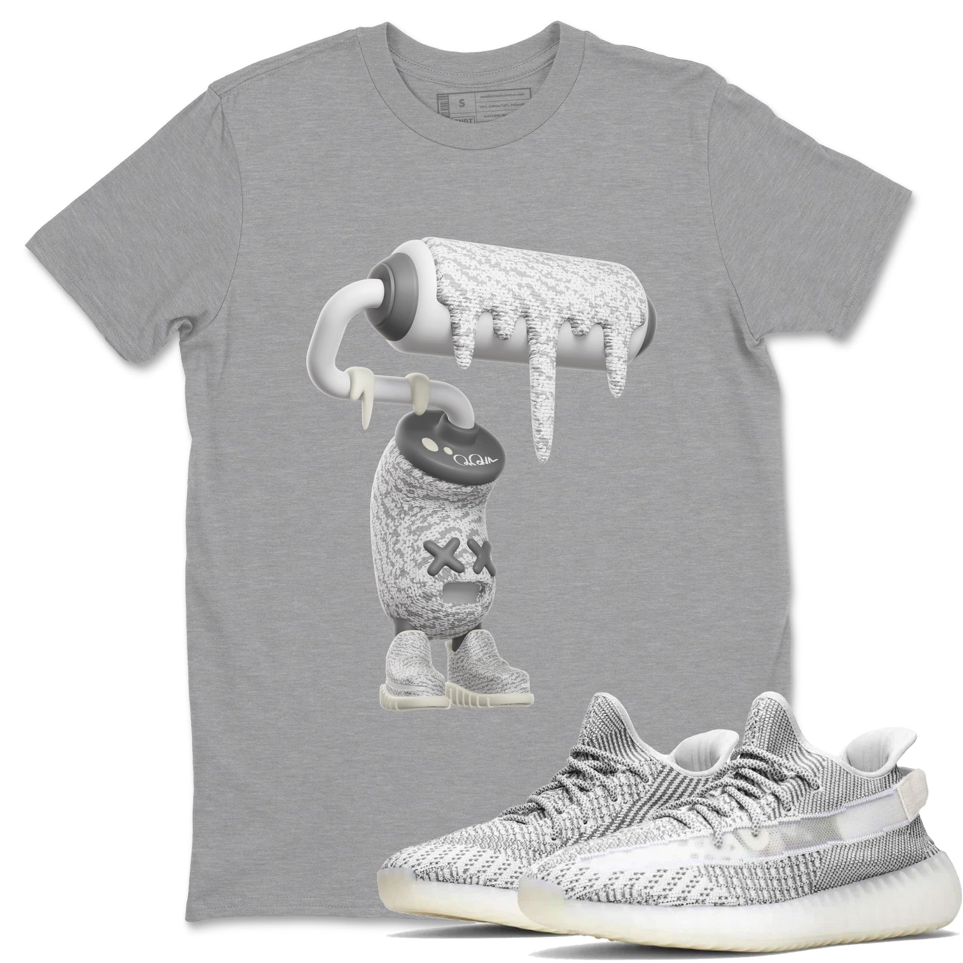 Yeezy 350 Static shirt to match jordans 3D Paint Roller sneaker tees Adidas Yeezy 350 Static SNRT Sneaker Release Tees Unisex Heather Grey 1 T-Shirt
