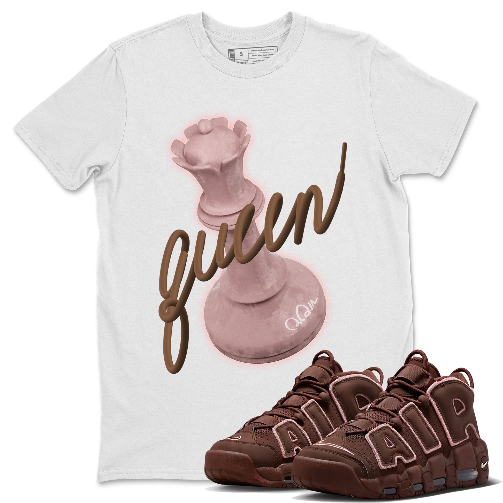 Air More Uptempo Valentines Day Sneaker Match Tees 3D Queen Sneaker Tees Nike Uptempo Valentines Day Sneaker Release Tees Unisex Shirts White 1