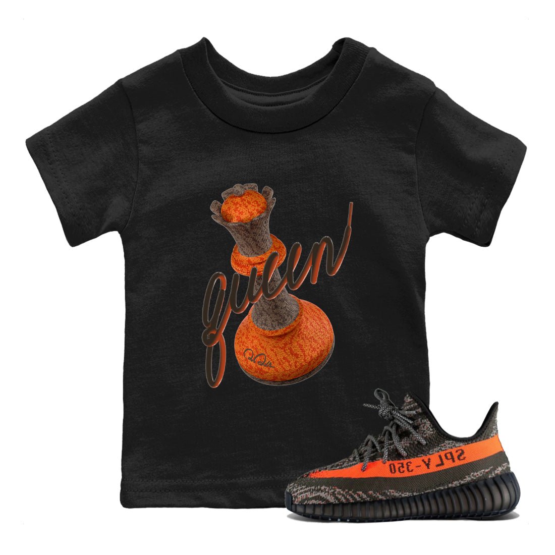 Yeezy 350 Carbon Beluga shirt to match jordans 3D Queen sneaker tees Adidas Yeezy Boost 350 Carbon Beluga SNRT Sneaker Release Tees Baby Toddler Black 1 T-Shirt