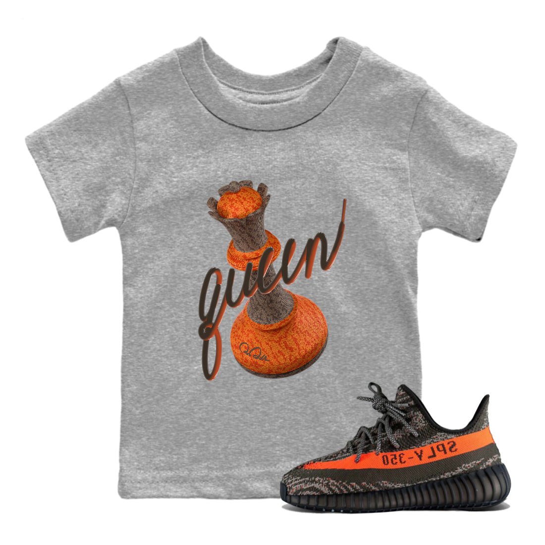 Yeezy 350 Carbon Beluga shirt to match jordans 3D Queen sneaker tees Adidas Yeezy Boost 350 Carbon Beluga SNRT Sneaker Release Tees Baby Toddler Heather Grey 1 T-Shirt