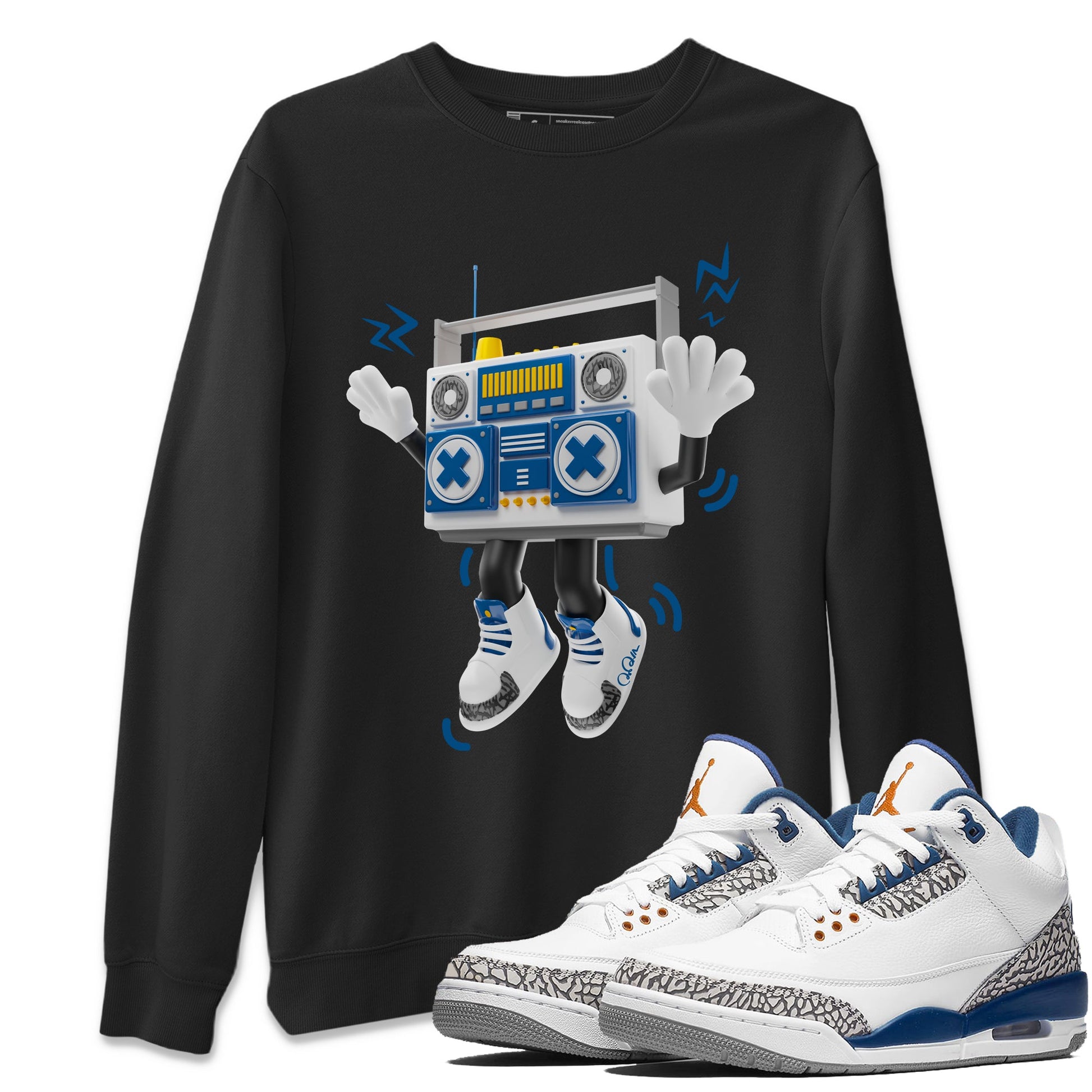 Air Jordan 3 Wizards Sneaker Match Tees 90s Radio Boy Sneaker Tees AJ3 NBA Wizards Sneaker Release Tees Unisex Shirts Black 1