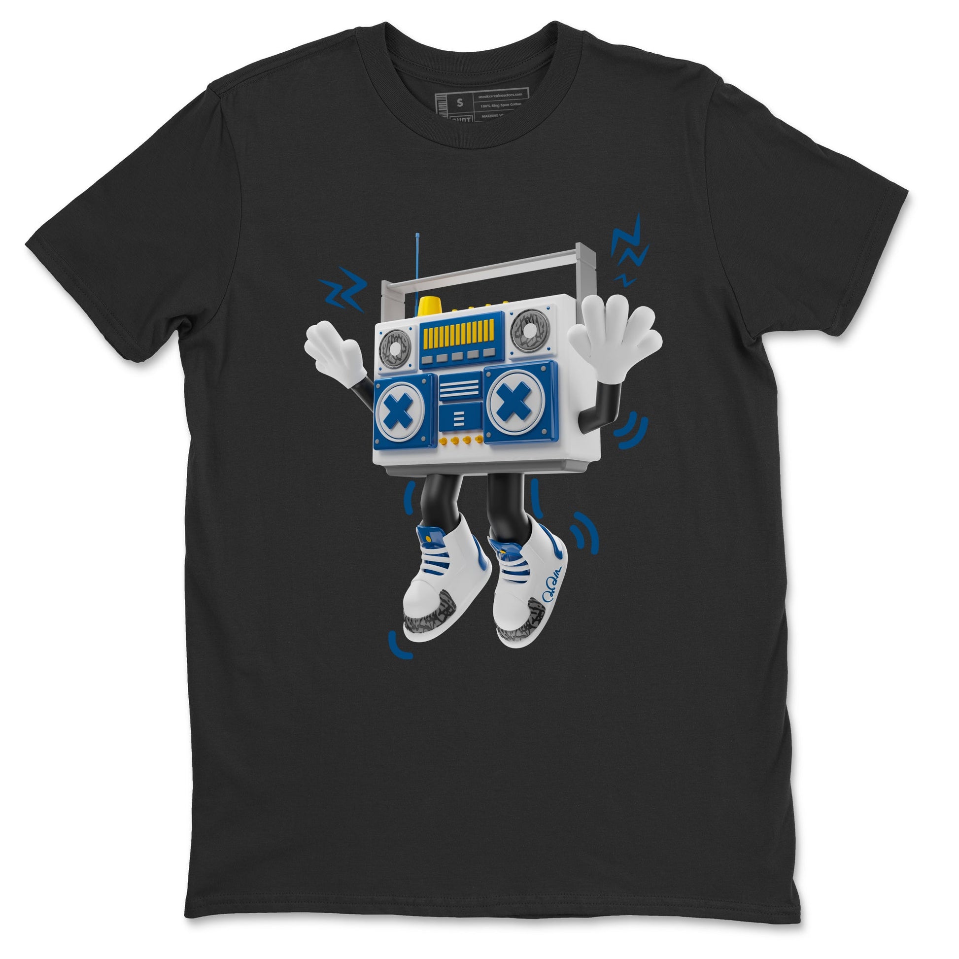 Air Jordan 3 Wizards Sneaker Match Tees 90s Radio Boy Sneaker Tees AJ3 NBA Wizards Sneaker Release Tees Unisex Shirts Black 2