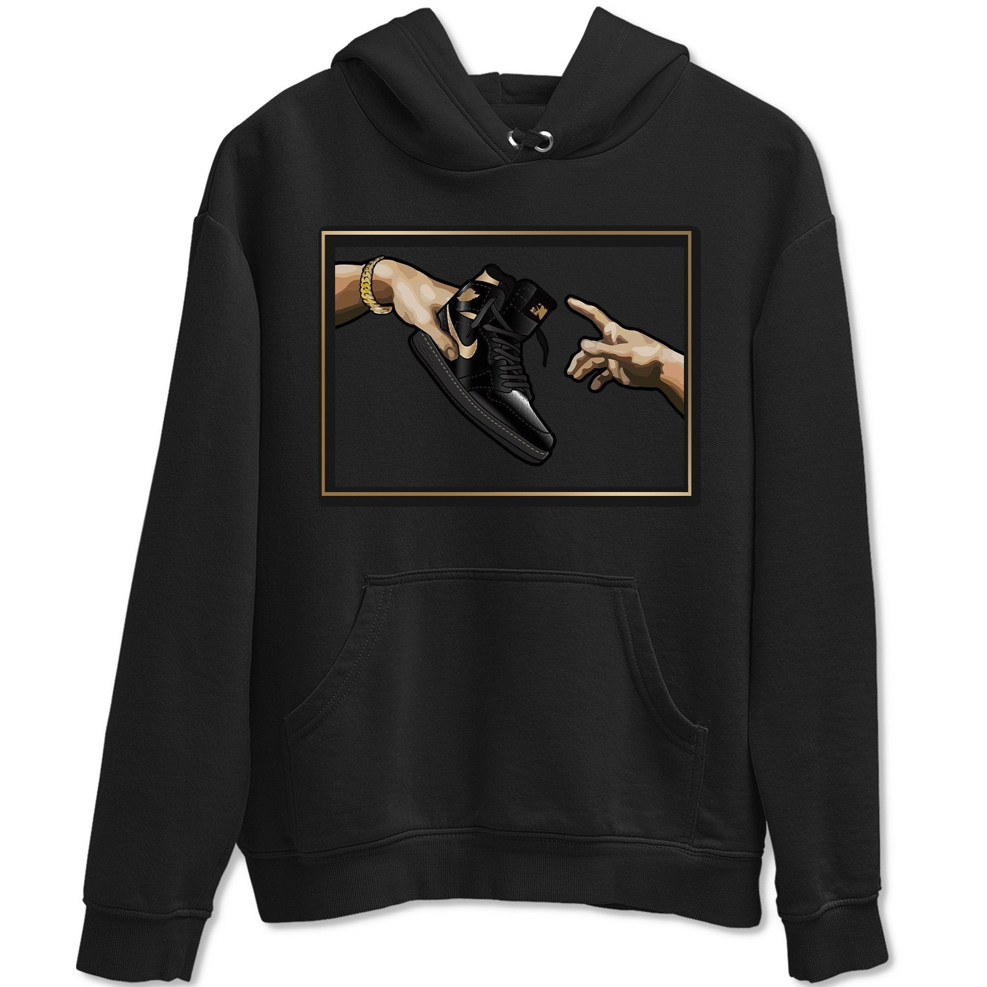 Jordan 1 Black Metallic Gold Sneaker Match Tees Adam's Creation Sneaker Tees Jordan 1 Black Metallic Gold Sneaker Release Tees Unisex Shirts