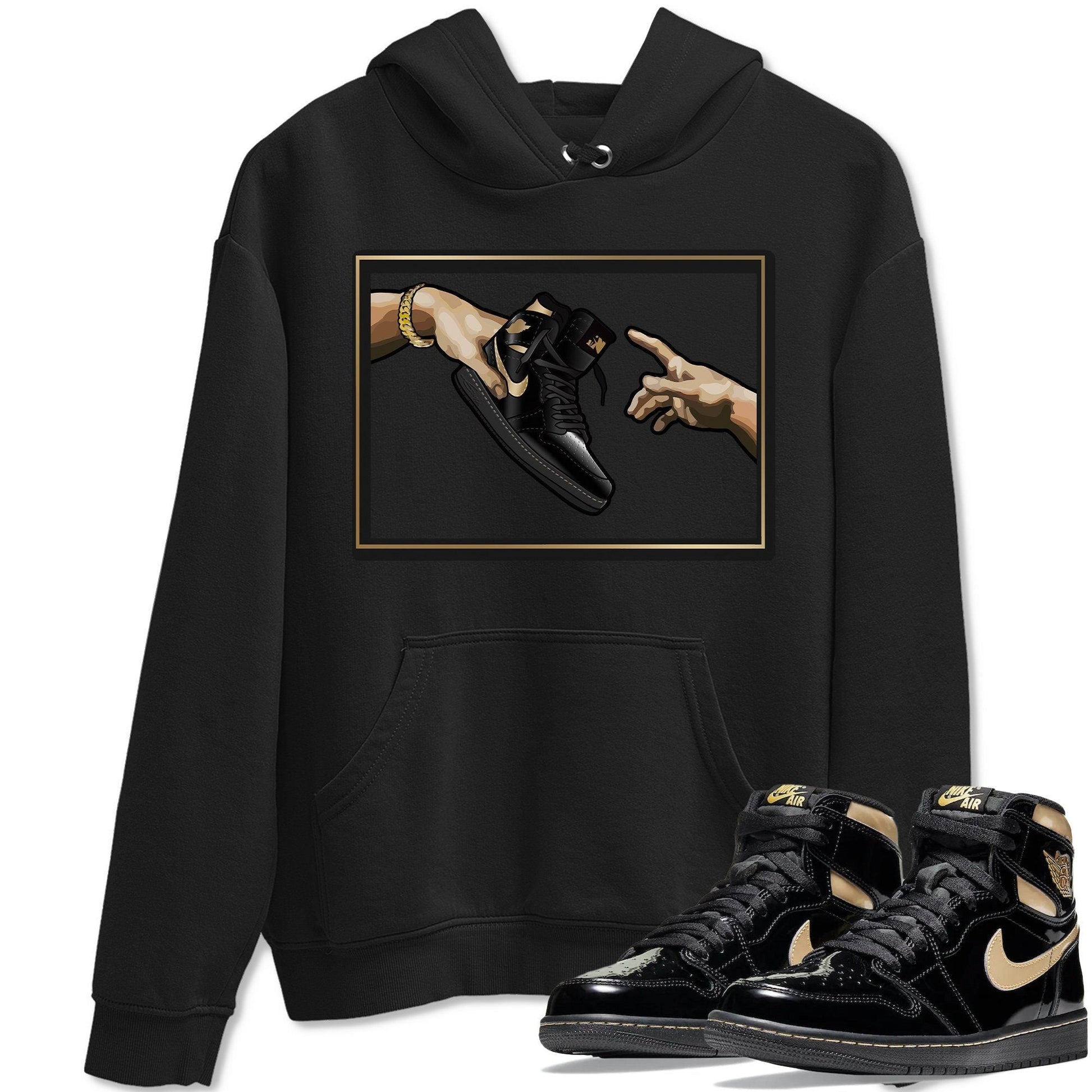 Jordan 1 Black Metallic Gold Sneaker Match Tees Adam's Creation Sneaker Tees Jordan 1 Black Metallic Gold Sneaker Release Tees Unisex Shirts