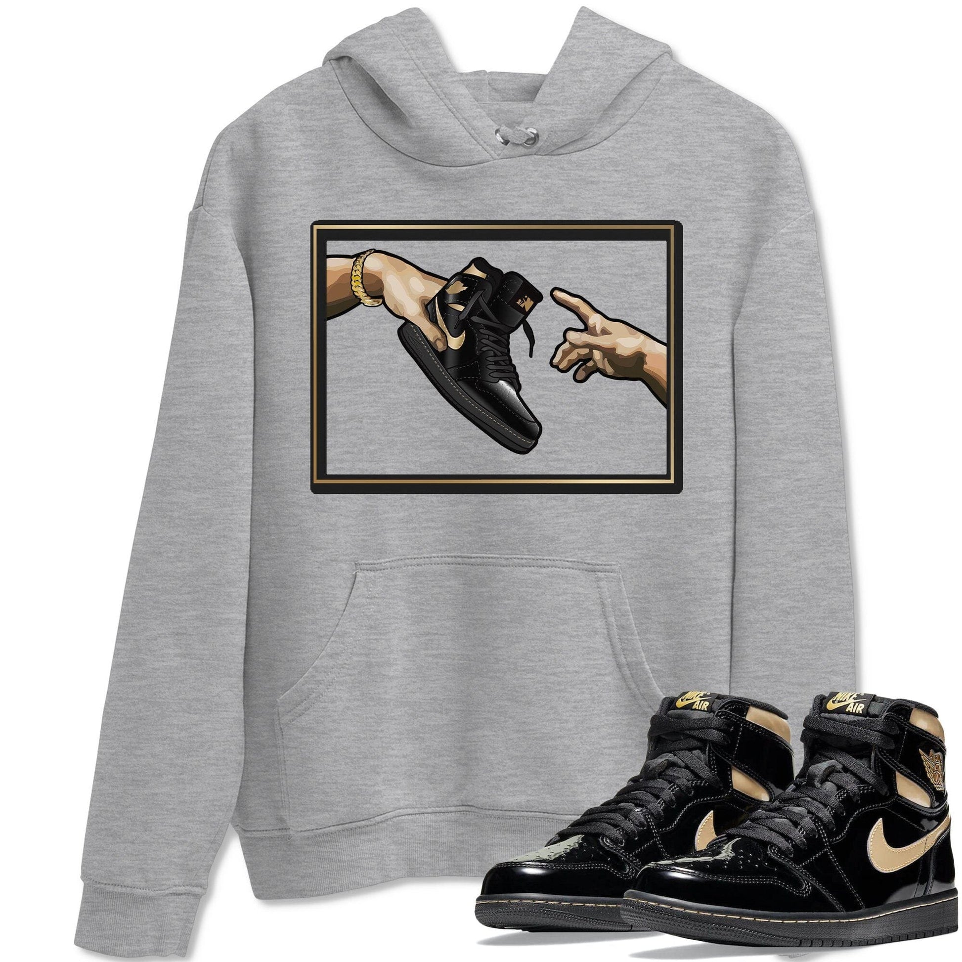 Jordan 1 Black Metallic Gold Sneaker Match Tees Adam's Creation Sneaker Tees Jordan 1 Black Metallic Gold Sneaker Release Tees Unisex Shirts