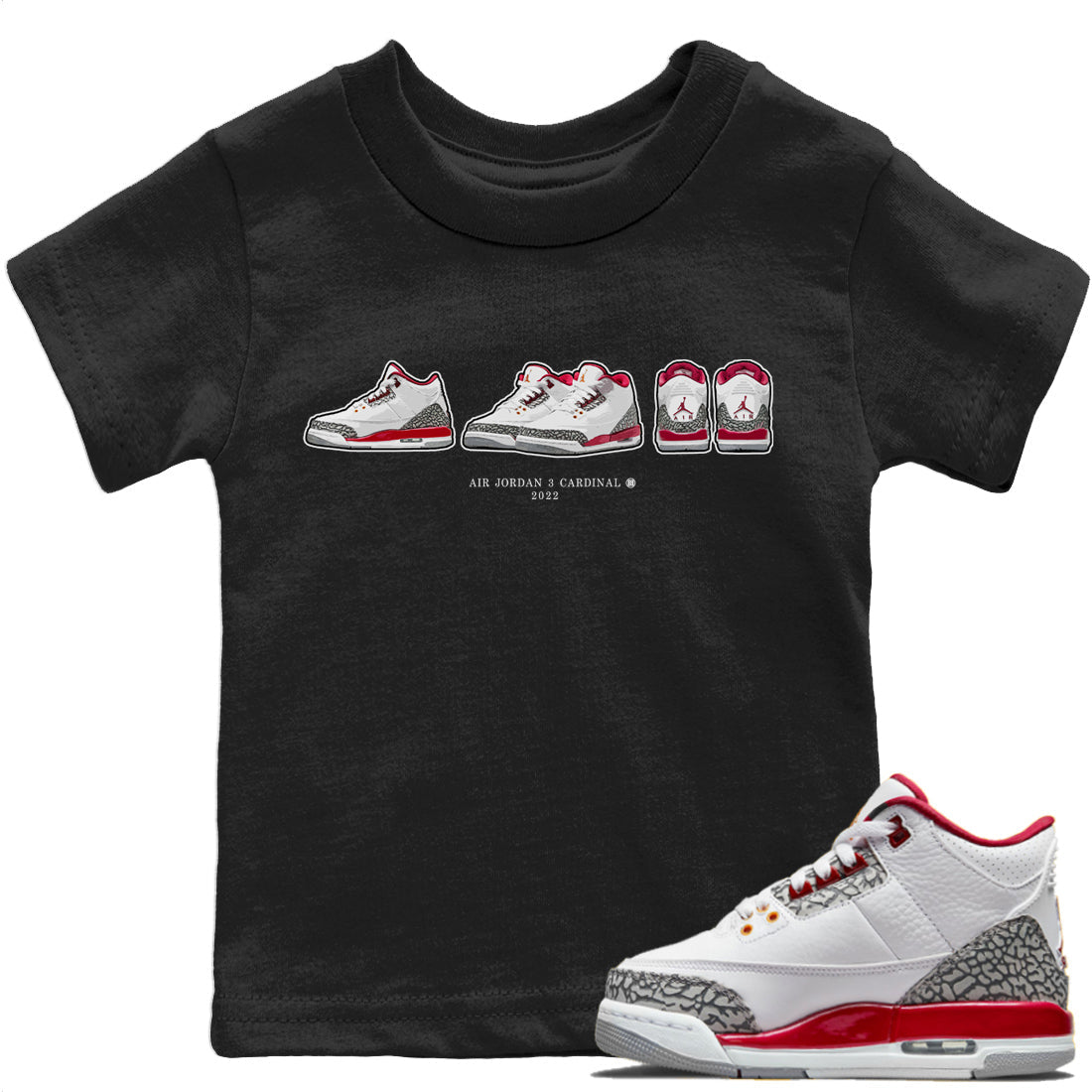 Jordan 3 Cardinal Sneaker Match Tees Air Jordan 3 Prelude Sneaker Tees Jordan 3 Cardinal Sneaker Release Tees Kids Shirts